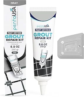 Grout - Ready Mixed Grout Reviver - Fast Drying, No Sealer Required, Perfect for Bathroom, Shower and Kitchen + Mould Protection - 250gr (Grey)