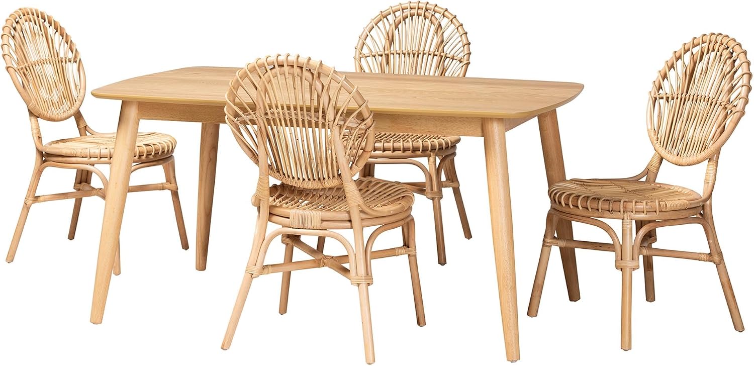 bali & pari Iris Natural Rattan Dining, 5-Piece Set