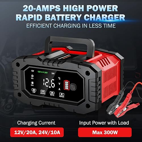 Miniatura 3 de Cargador de batería de coche de 12 V y 6 amperios, cargador de batería inteligente automático, cargador de goteo automático, cargador de flotador y