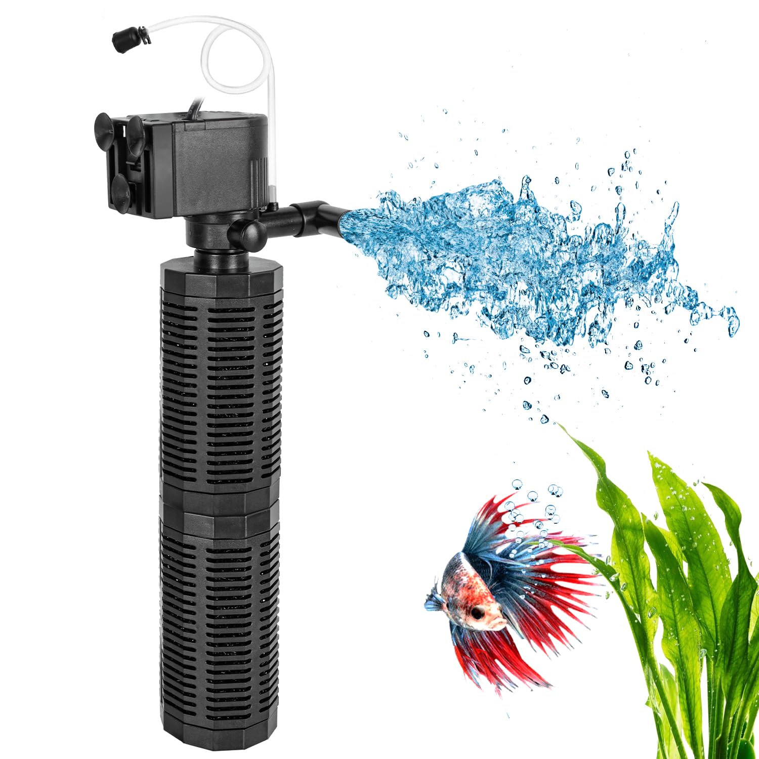 Yaubay 25W Aquarium Internal Filter for 75-150 Gallon Tanks, Power Biochemical Sponge Fish Turtle Tank Filter with Aeration System, Silent Submersible