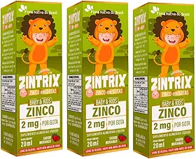 KIT 3X ZINTRIX (Zinco Infantil) 20ml - Flora Nativa Sabor:Morango