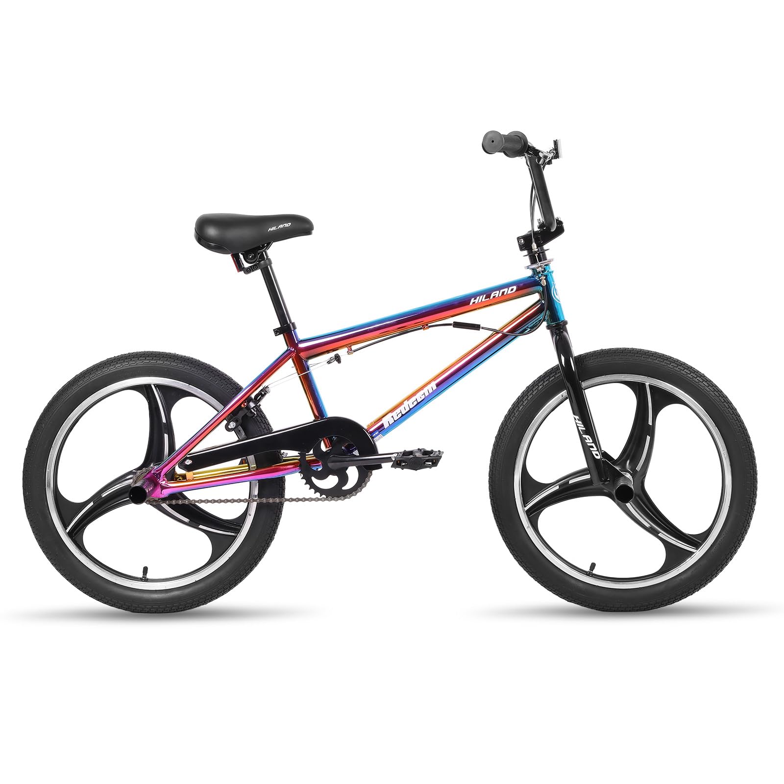HILAND Bicicletta BMX da 20 pollici a 3 raggi，rotore da 360 gradi per Stile Libero，bicicletta BMX a 4 perni per Allenamento e acrobazie，Colore