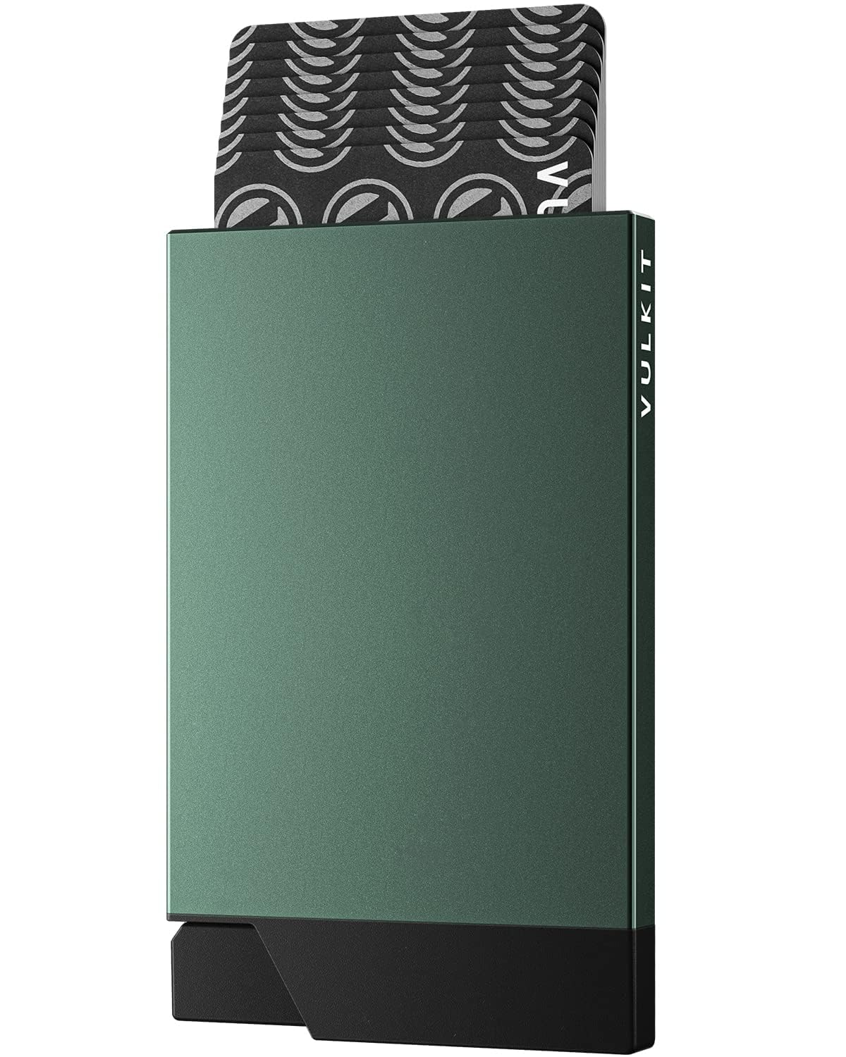 VULKIT Pop up Card Holder Minimalist Credit Card Holder RFID Blocking Slim Metal Card Case for Men or Women(Midnight Green)