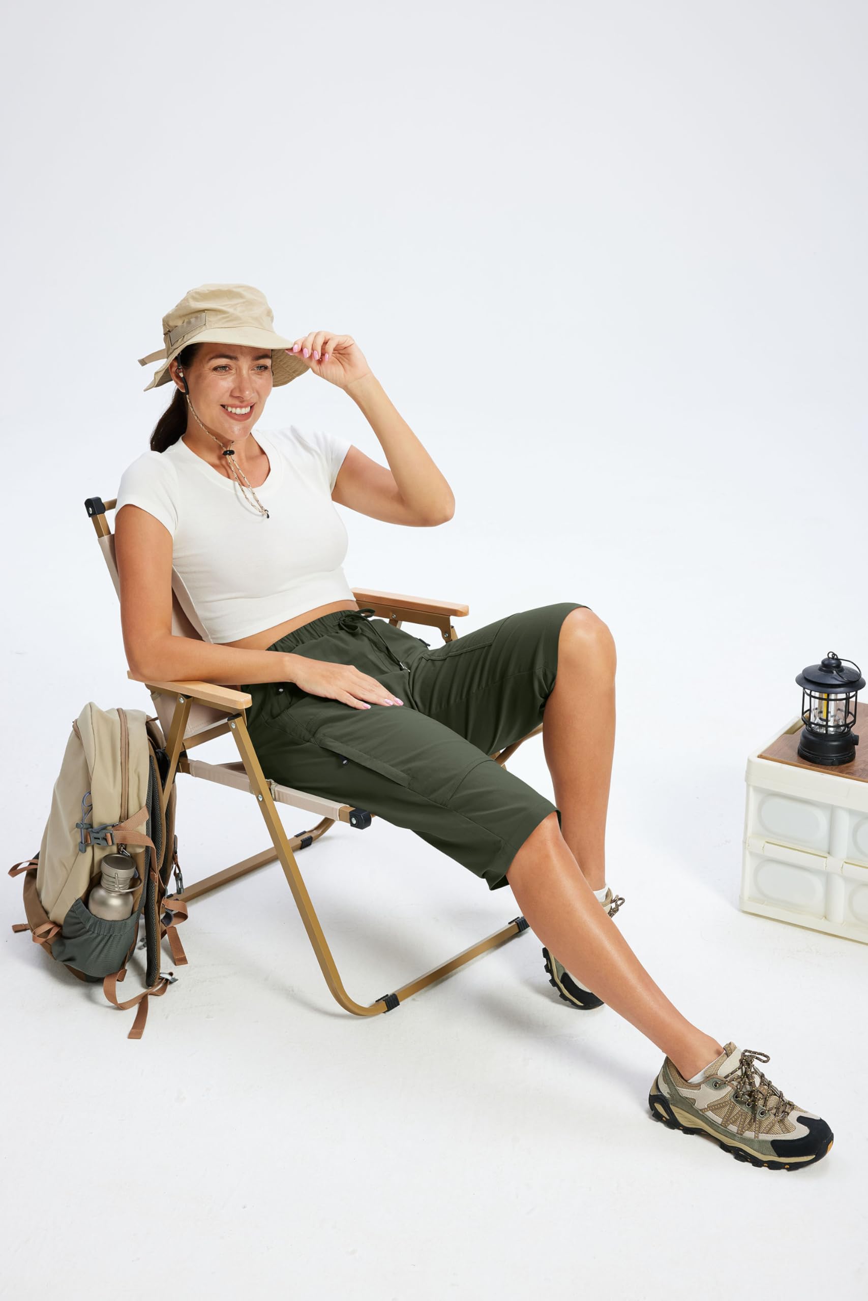 MoFiz Pantalones Cortos de Trekking Mujer Bermudas Secado Rápido 3/4 Pantalones de Senderismo Acampada Marcha Safari Deporte Shorts con 5 Bolsillos - 3