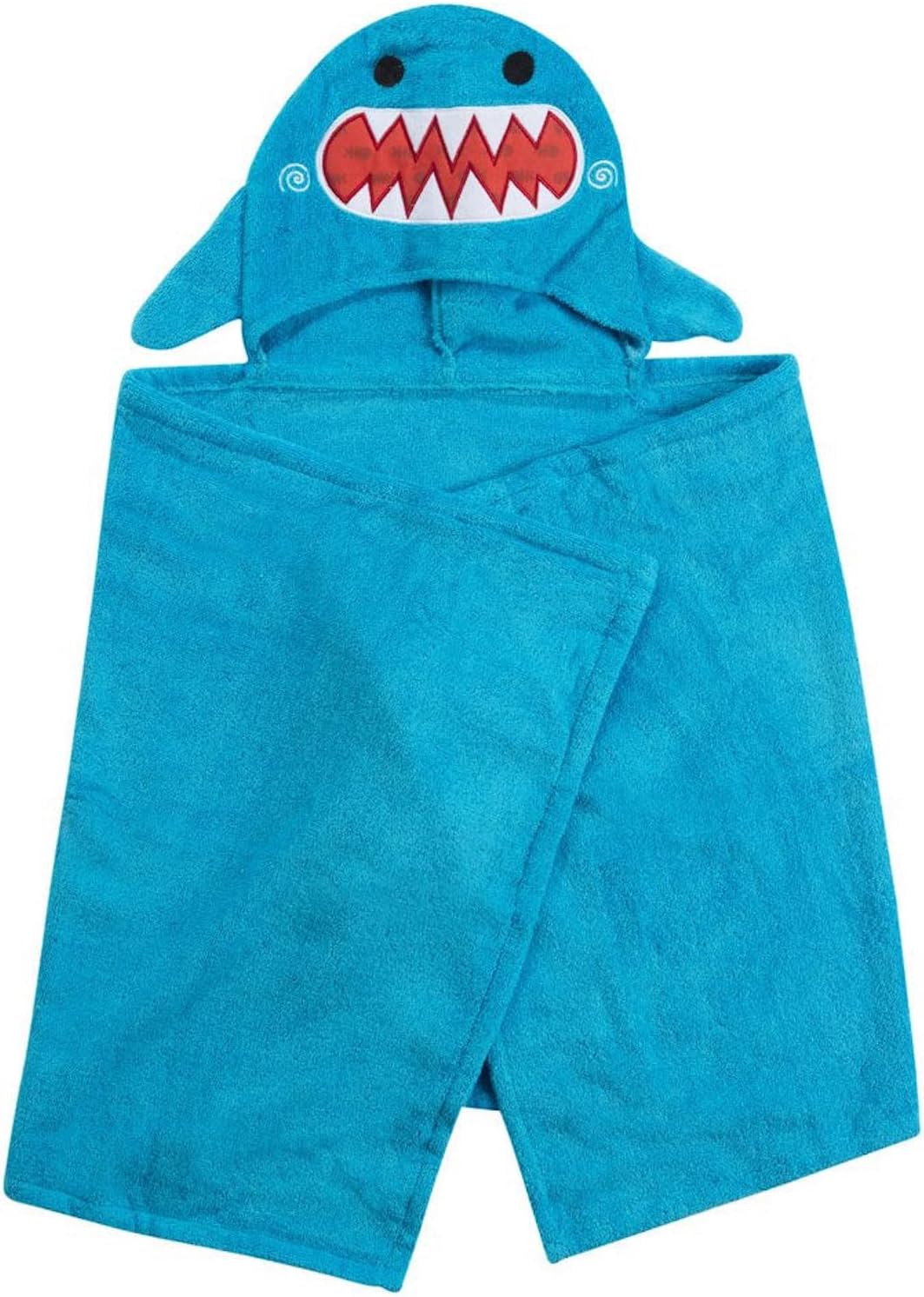 ZOOCCHINI Hooded Bath Towel for Kids 100% Cotton Terry, Plush & Absorbent for Bathtime or Pool, 50" x 22" 2-6 Years, Sherman the Shark