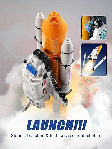 Miniatura 3 de beiouya Transbordador espacial, juguetes de bloque de construcción, nave espacial de lanzamiento simulada libremente extraíble para niños a partir