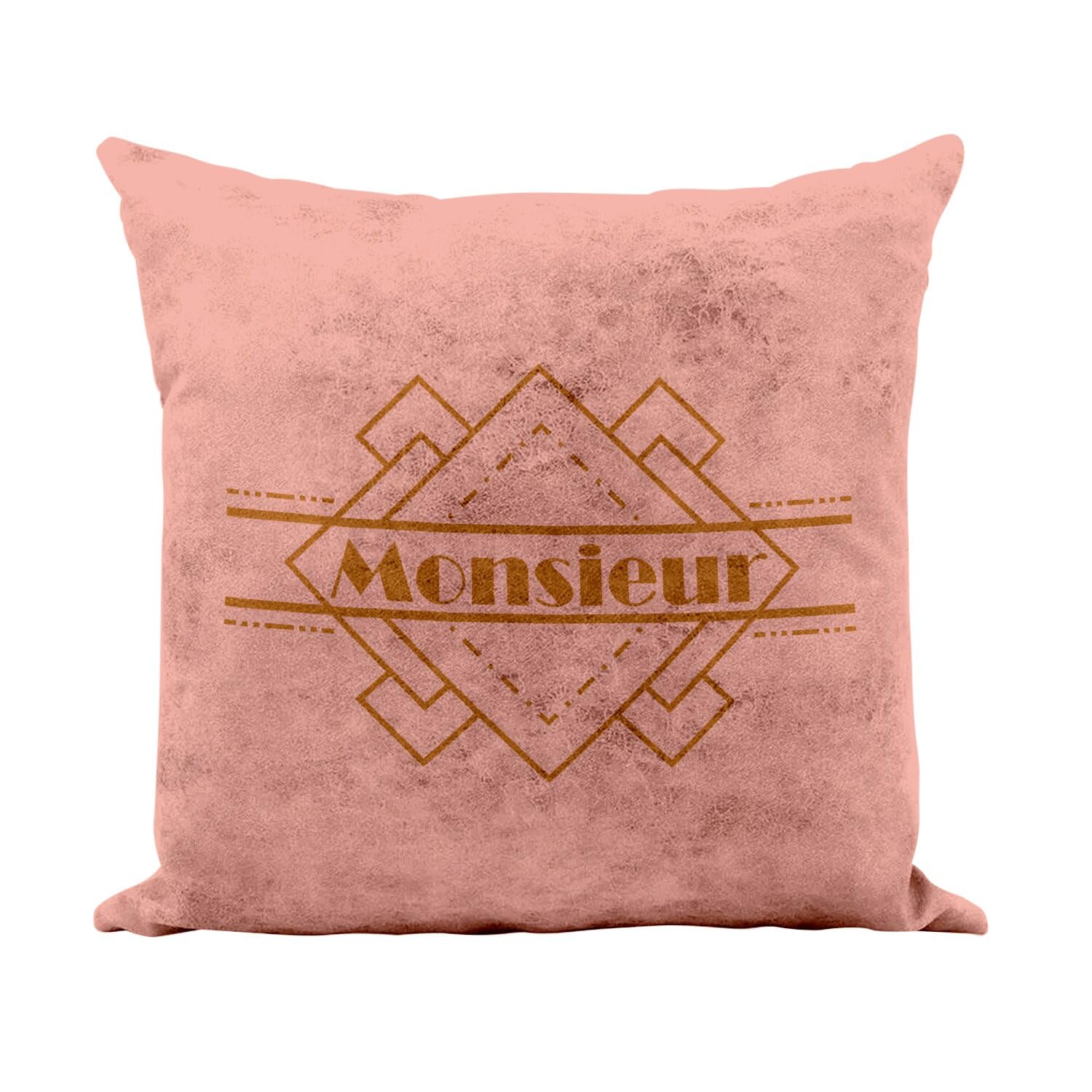 Coussin Similicuir Rose 40x40 déco vintage monsieur homme toucher cuir avec housse incluse
