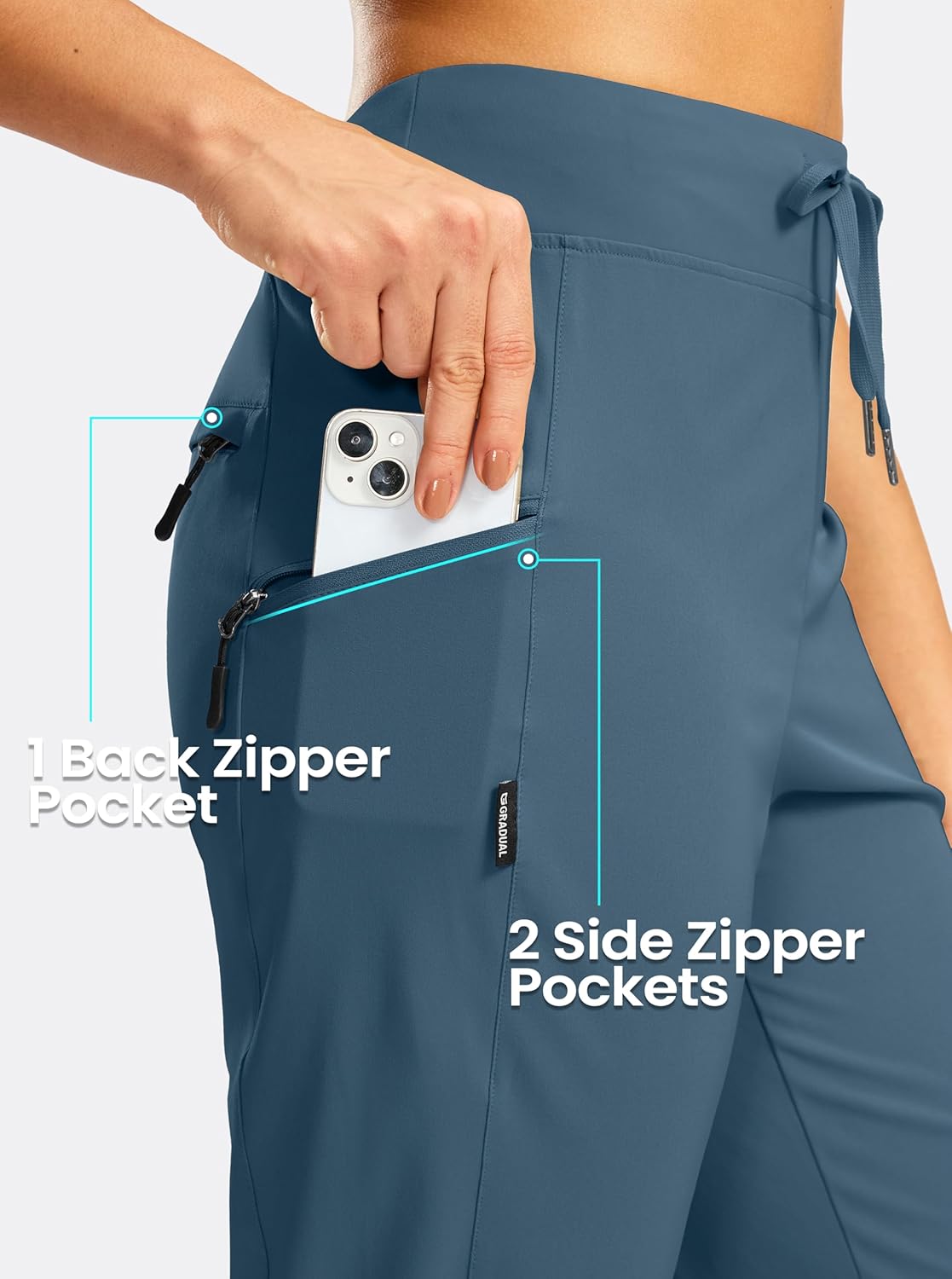 G GRADUAL Women's Capri Pants with 3 Zipper Pockets Lightweight Quick Dry Hiking Travel Capris Pants for Women Casual Summer - Image 4