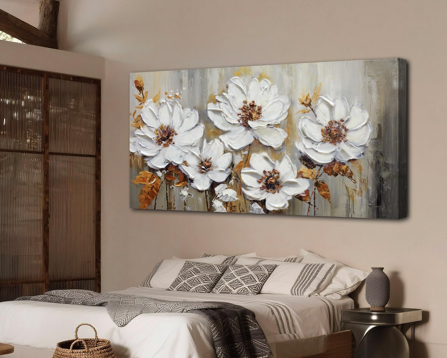 Amazon.co.jp: Acocifi ウォールアート 花 抽象 キャンバス 絵画 白い