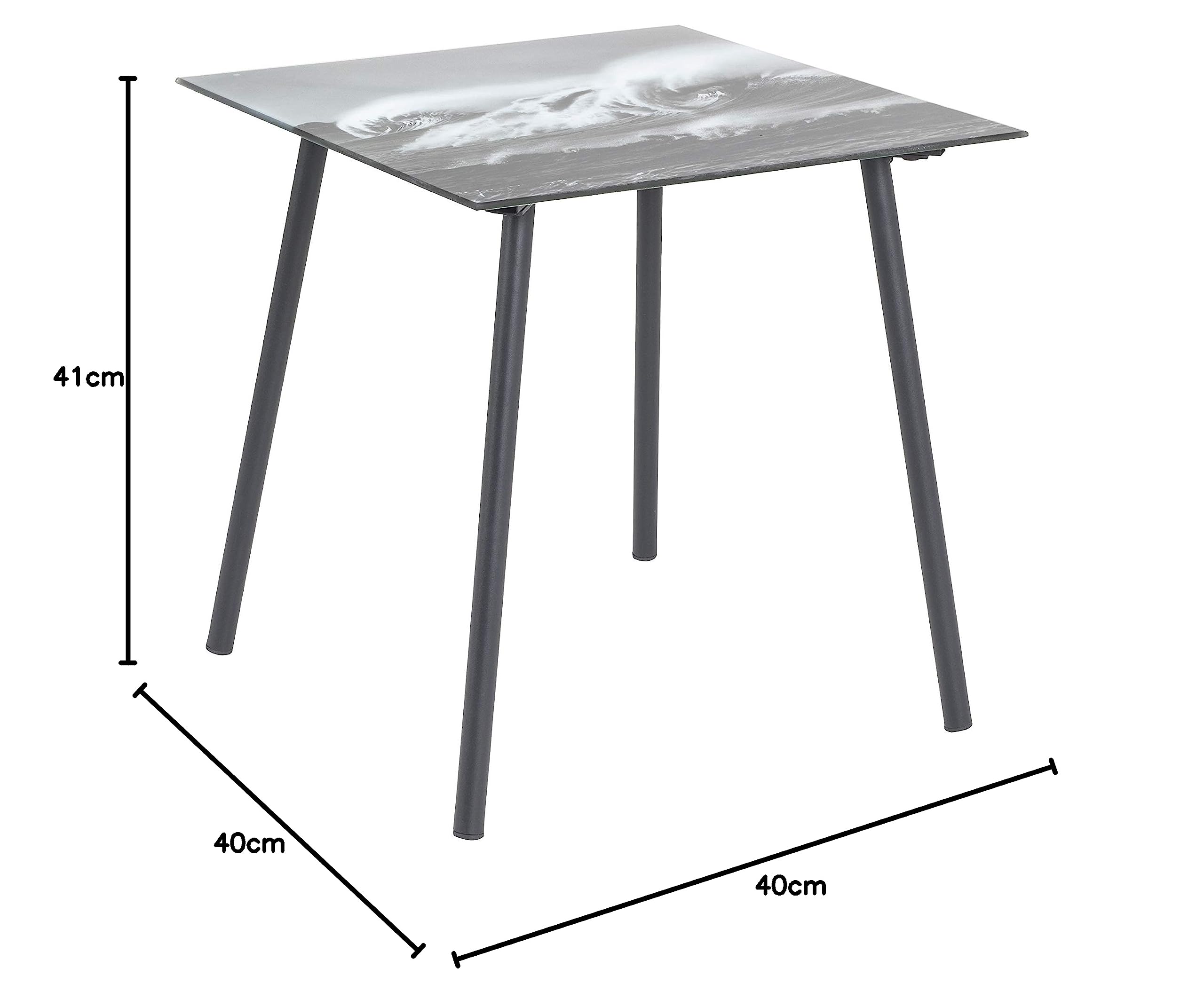 HAKU Beistelltisch Edelstahl Mit Sicherheitsglas - 40x46x40 Cm Moderner Sideboard