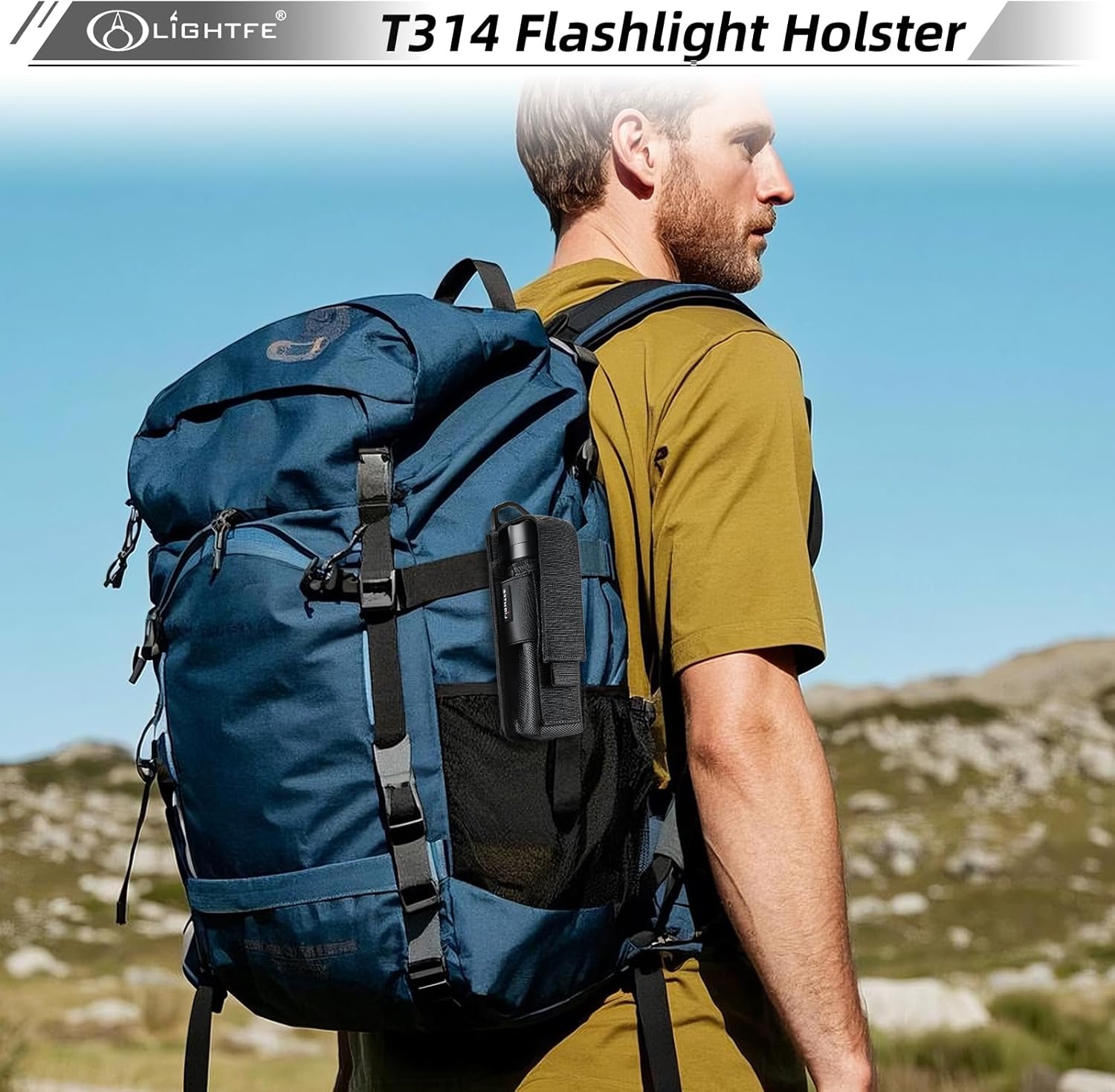 LIGHTFE Flashlight Holster Flashlight Holder Molle Torch Nylon Holster Pouch Suitable for Flashlights with a Maximum Diameter of 4.5CM（1.77 inches and a Length of 15CM-20CM（6-8 inches Black