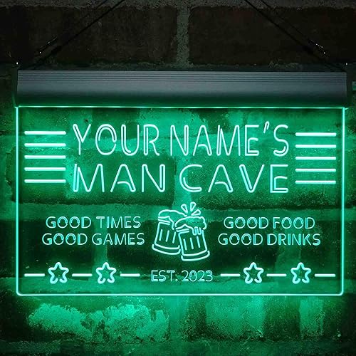 Vista 47 de ADVPRO Letrero de neón LED multicolor personalizado con texto en inglés "Man Cave Home Bar Est. Year", 32 x 24 pulgadas st4s86-x0012a-tm-c Varios