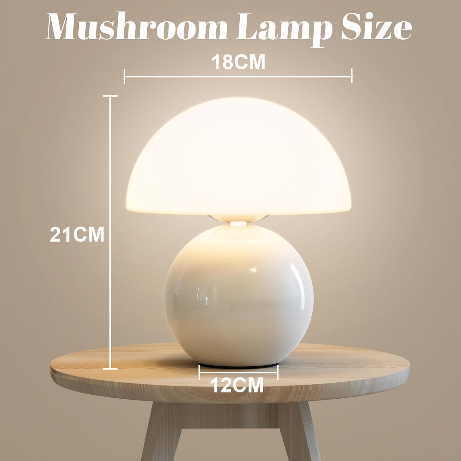 NATSUKASHI Mushroom Lamp for Bedroom - White Ceramic Mushroom Table Lamp with Remote, Dimmer & Cord Clip - Mid Century Modern Aesthetic Desk Lamp for Nightstand, Living Room, Gift Decor