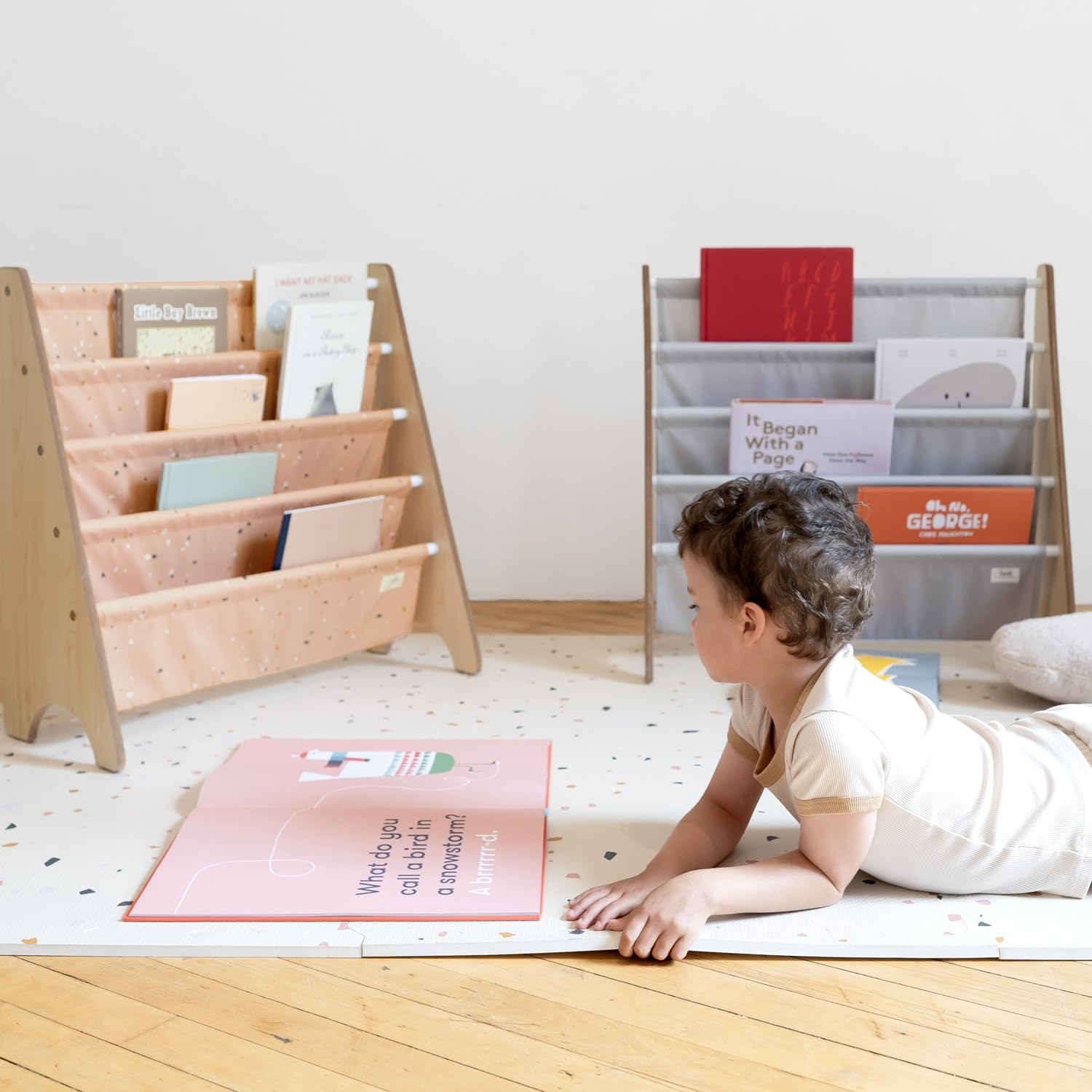 3 sprouts kinderboekenrek terrazzo light grey