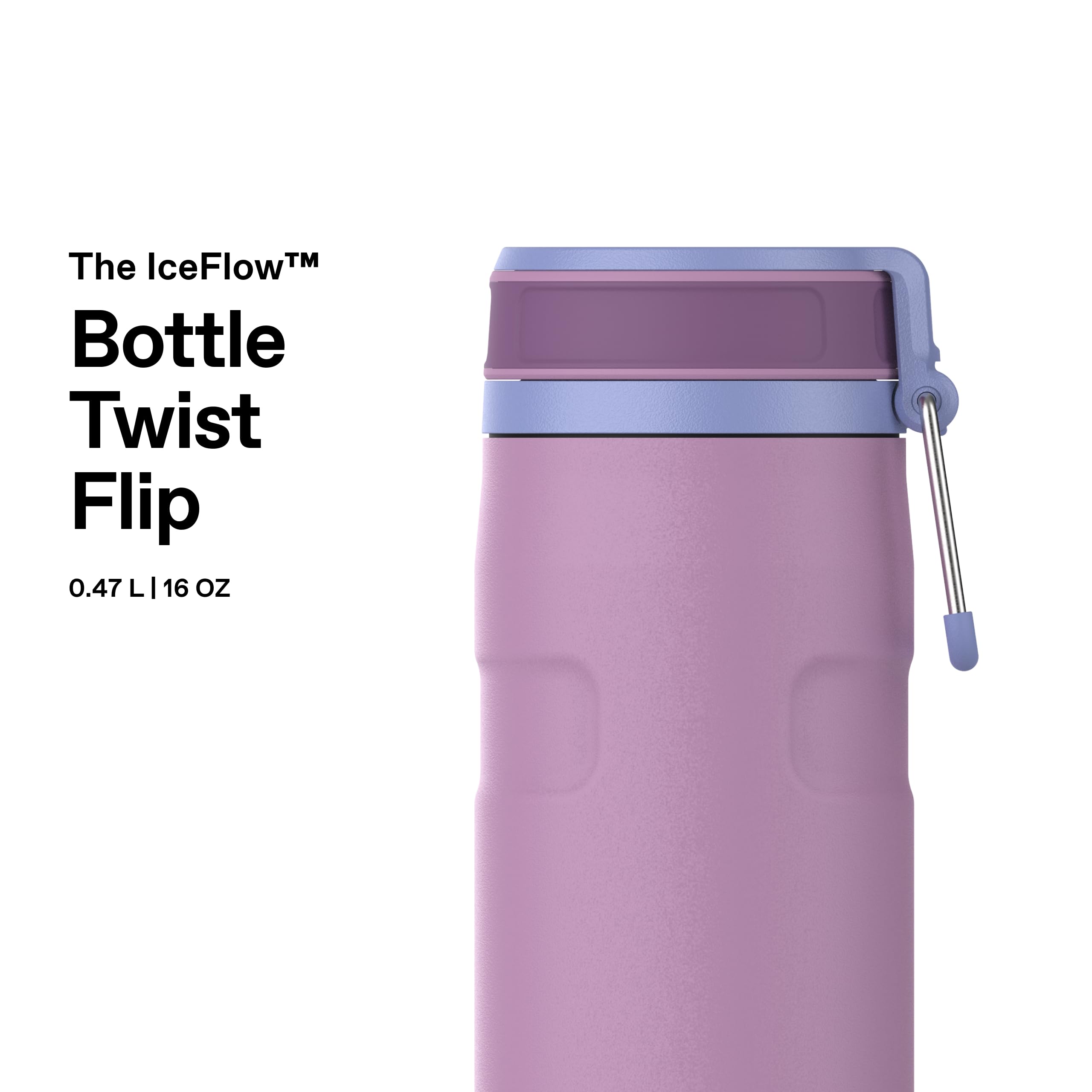 Stanley 1913 IceFlowBottle Twist Flip 0.47L - 12 Uur Koud - 3 Dagen Koud met Ijs - Vaatwasmachinebestendig - Roestvrijstaal - BPA Vrij - Dubbelwandige Isolatie - Azure
