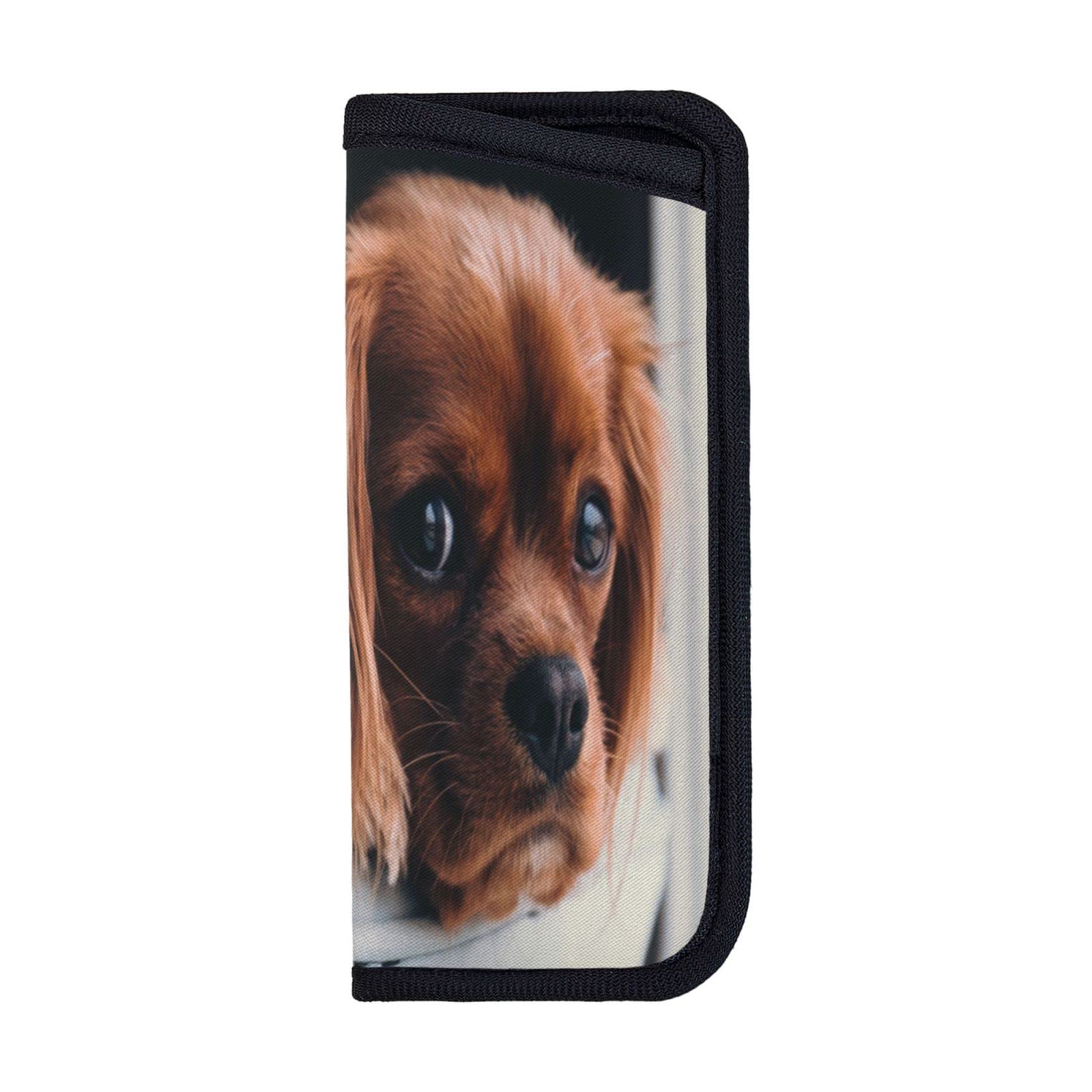 ANGYANG Soft Eyeglasses Bag Ruby Cavalier King Charles Spaniel Puppy Dog Anti-Scratch Spectacles Sleeve Portable Eyewear Case Neoprene Sunglasses Case