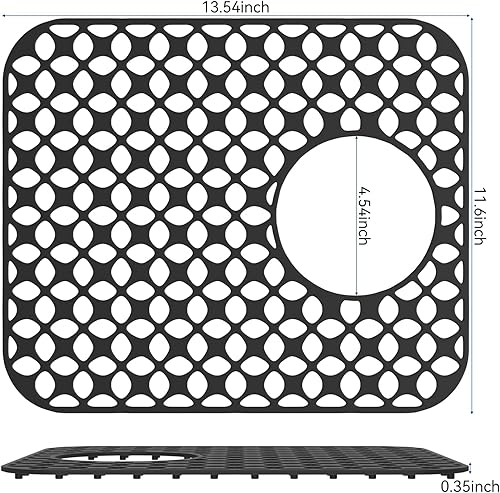 Miniatura 6 de TOOVEM - Tapetes para fregadero de cocina, 2 unidades, antideslizantes, resistentes al calor, alfombrillas protectoras de fregadero de silicona