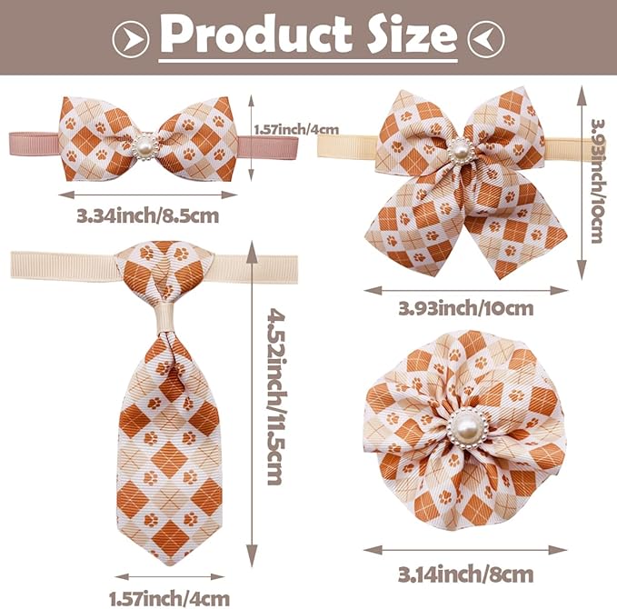 Set de 100 Lazos y Corbatinas para Perros Pequeños con Diseños de Huella y Hueso miniatura 3