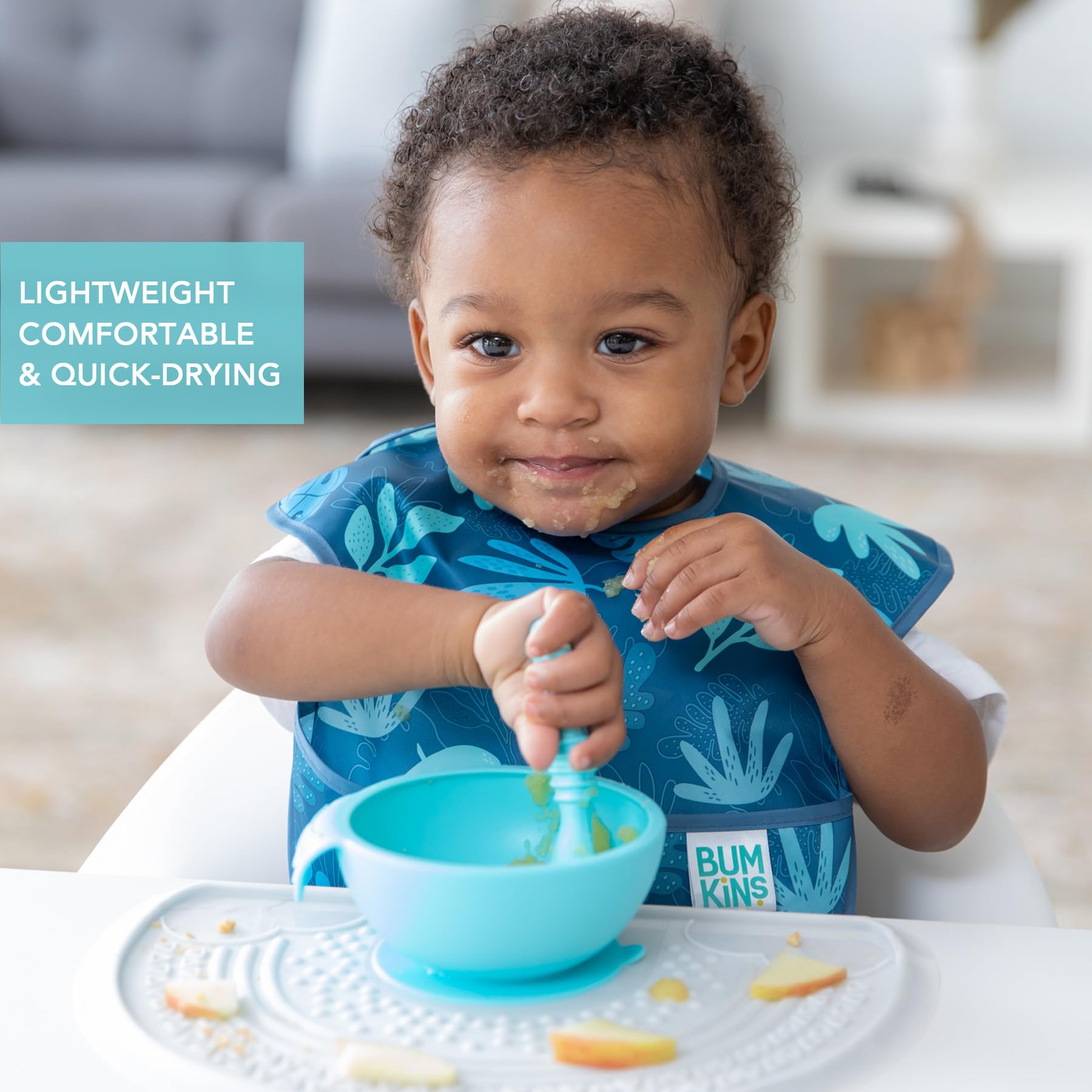 Bumkins SuperBibs Lätzchen mit Ärmeln, für Jungen und Mädchen, Babys und Kleinkinder von 6–24 Monaten, leicht, langlebig, wasserdicht, mit Fangtasche, abwischbar und maschinenwaschbar, immer hängender