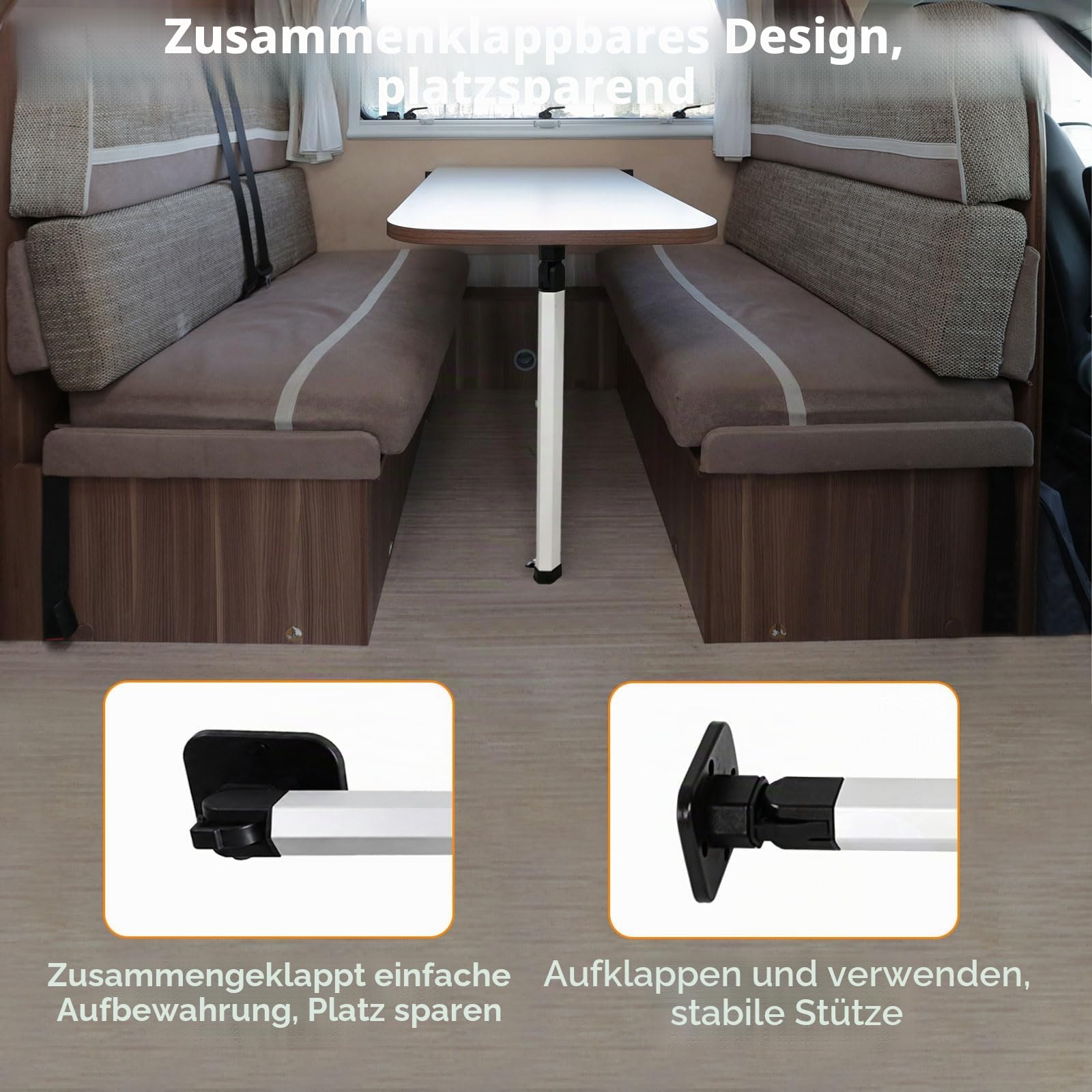 Verstellbarer Klapptisch-Fuß aus Aluminium – Höhenverstellbar 51,5–78 cm – rutschfest & Stabil für Wohnmobil, Yacht & Balkon