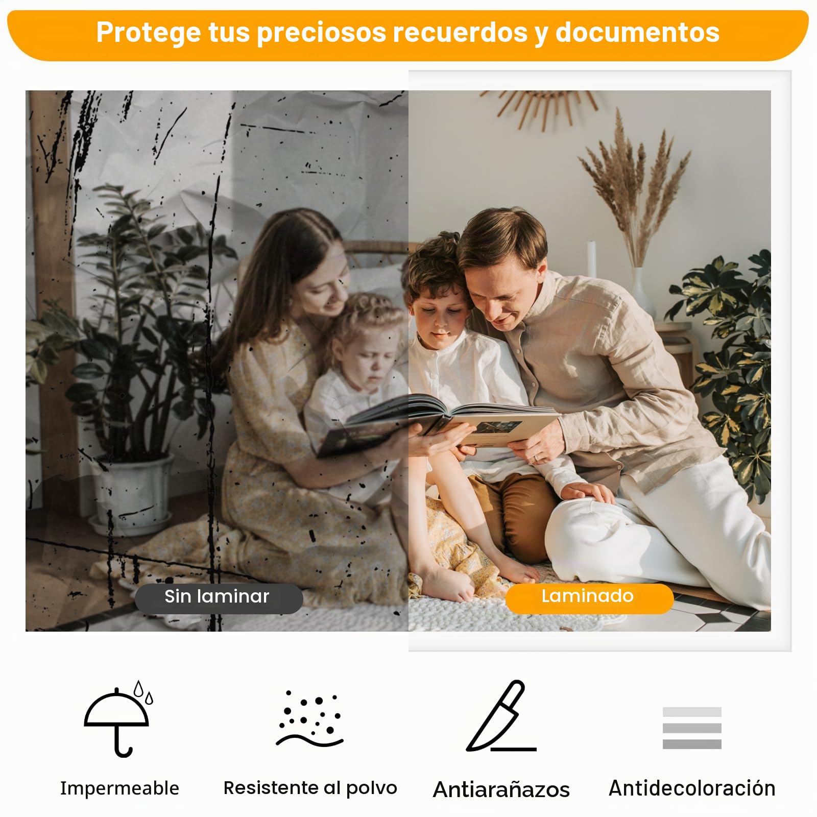 Buyounger Plastificadora A3, 6 en 1 con Guillotina, Maquina Plastificadora A3/A4/A5/A6, 30 Bolsas, Laminado en Frío y Caliente, para La Escuela, La Oficina y el Hogar