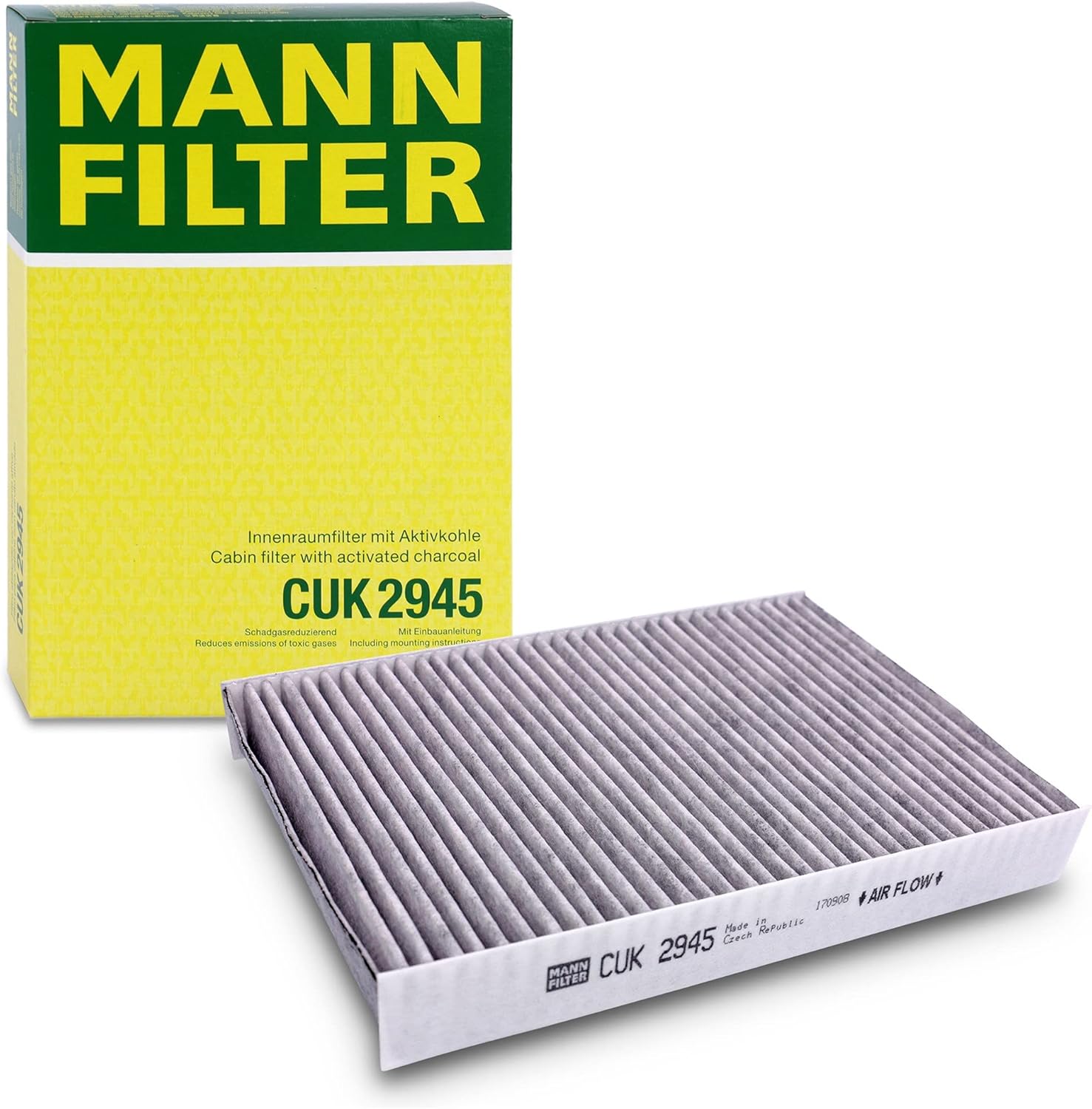 MANN-FILTER CUK 2945 Cabin Air Filter - Pollen Filter with Activated Carbon - For Cars