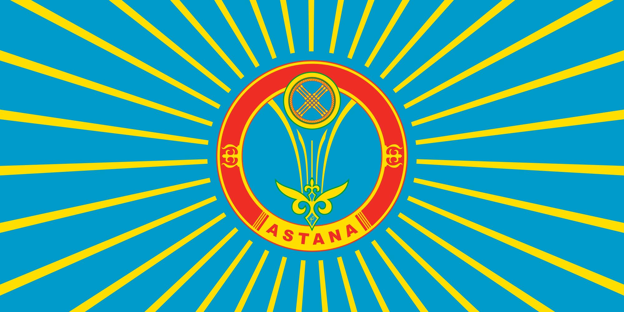 Drapeau d'Astana Kazakhstan grand format paysage pour pavillon et mât extérieur