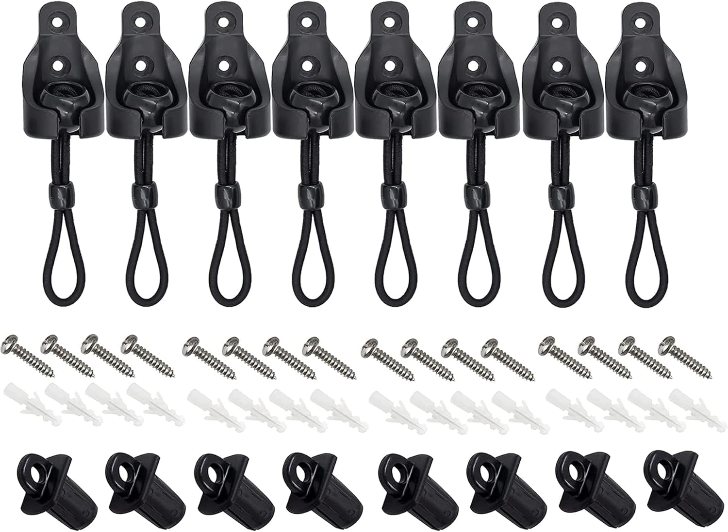 Lifepefe 5 Pcs Bungee Kit with End Cap, Black, Waterproof, Sunshade Replacement Parts, Outdoor Roller Blinds