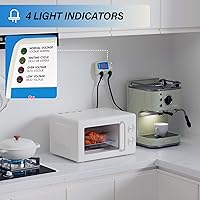 Vista 3 de BSEED Protector de voltaje, protector de sobretensiones con enchufe de 3 tomas de corriente para electrodomésticos, enchufe multifunción