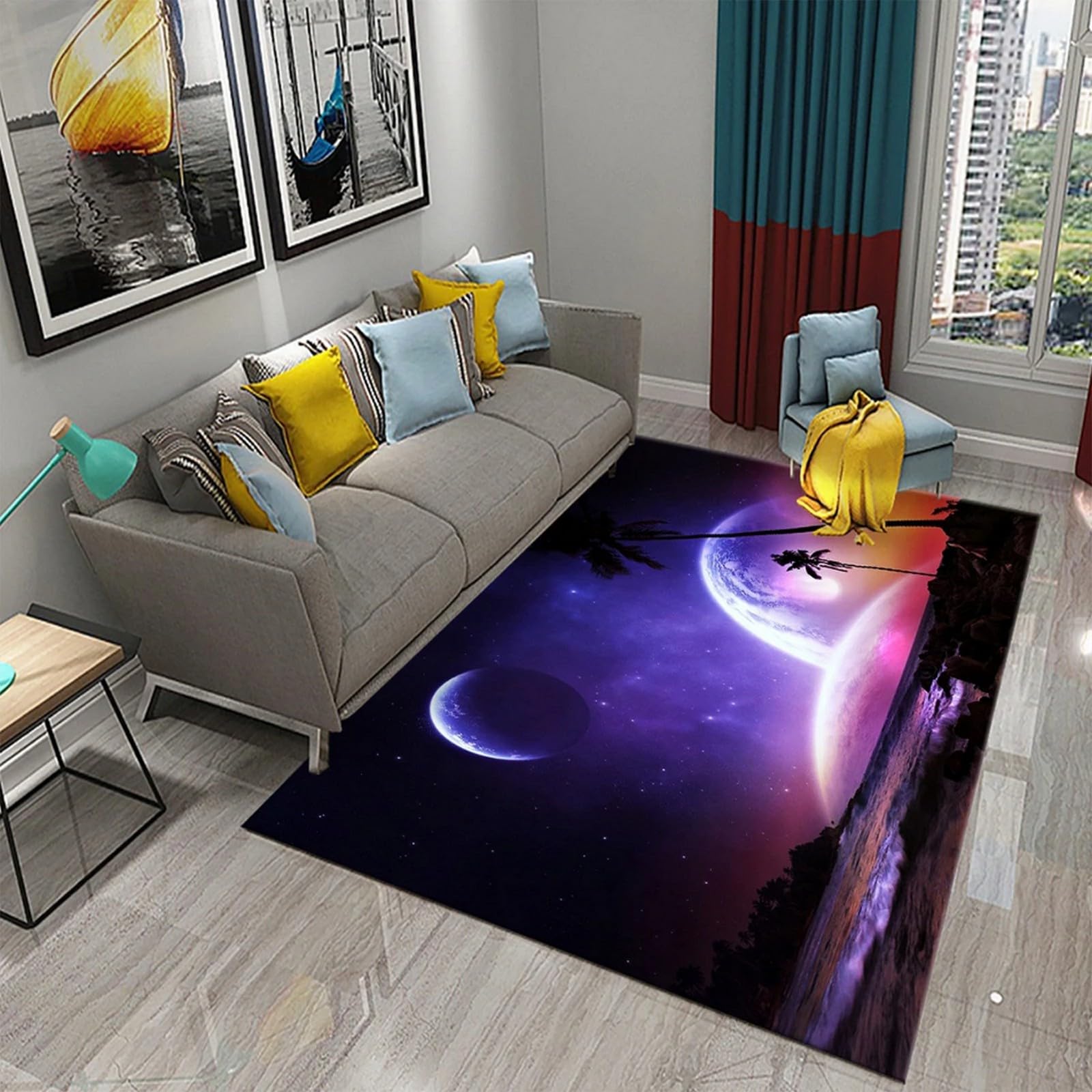 Kids Rug 3D Outer Space Galaxy Starry Sky Landscape Rugs Large Living Room Carpet Boy Teen Modern Bedroom Non-Slip Carpet Doormat Bathroom Mat Long Carpet Easy Clean 80 X 120 Cm / 31.5 X 47. -9.37244 — image 1