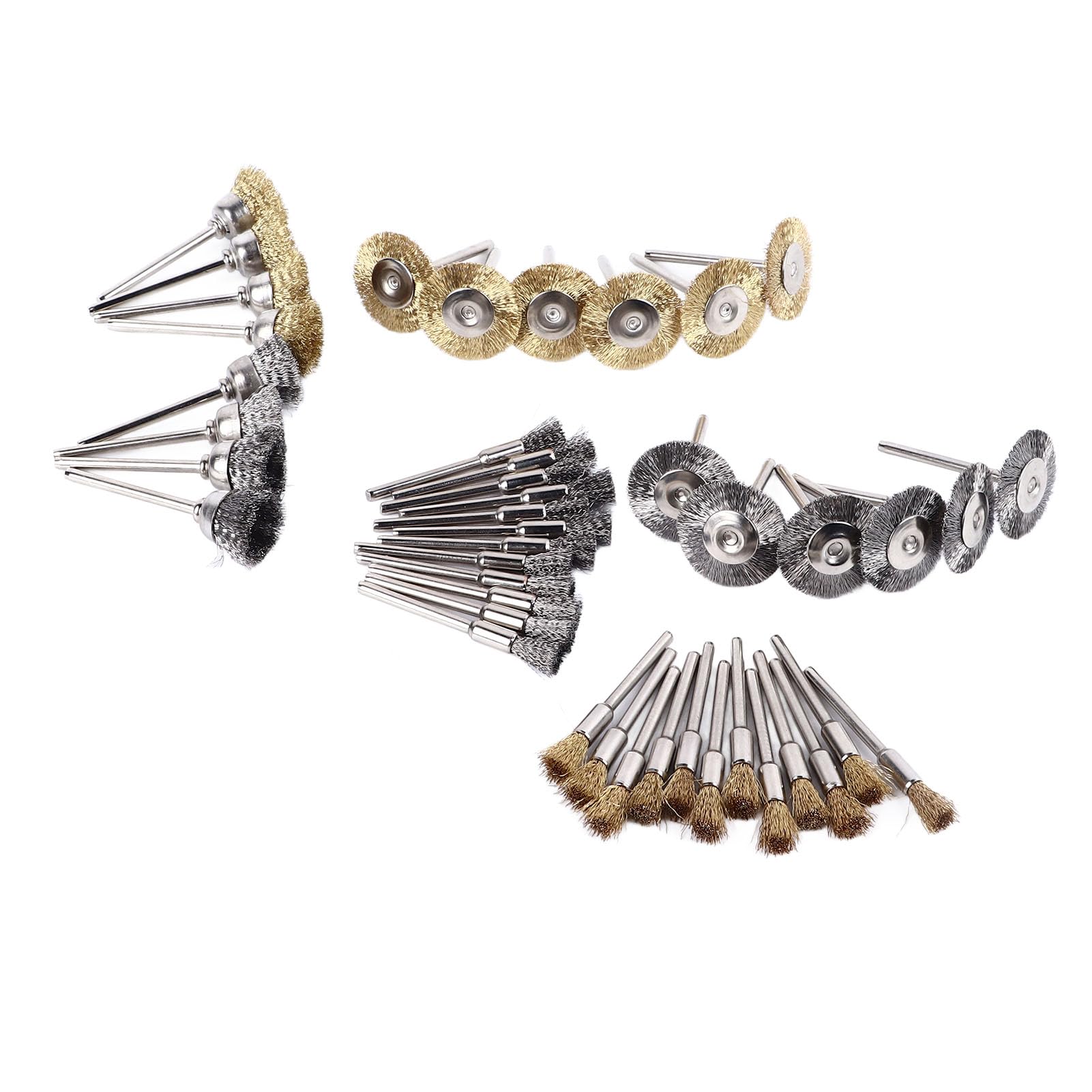 44 Pcs Wire Brush Set Brass Steel Wire Pen Cup T Shape Brush Set for Polishing Deburring