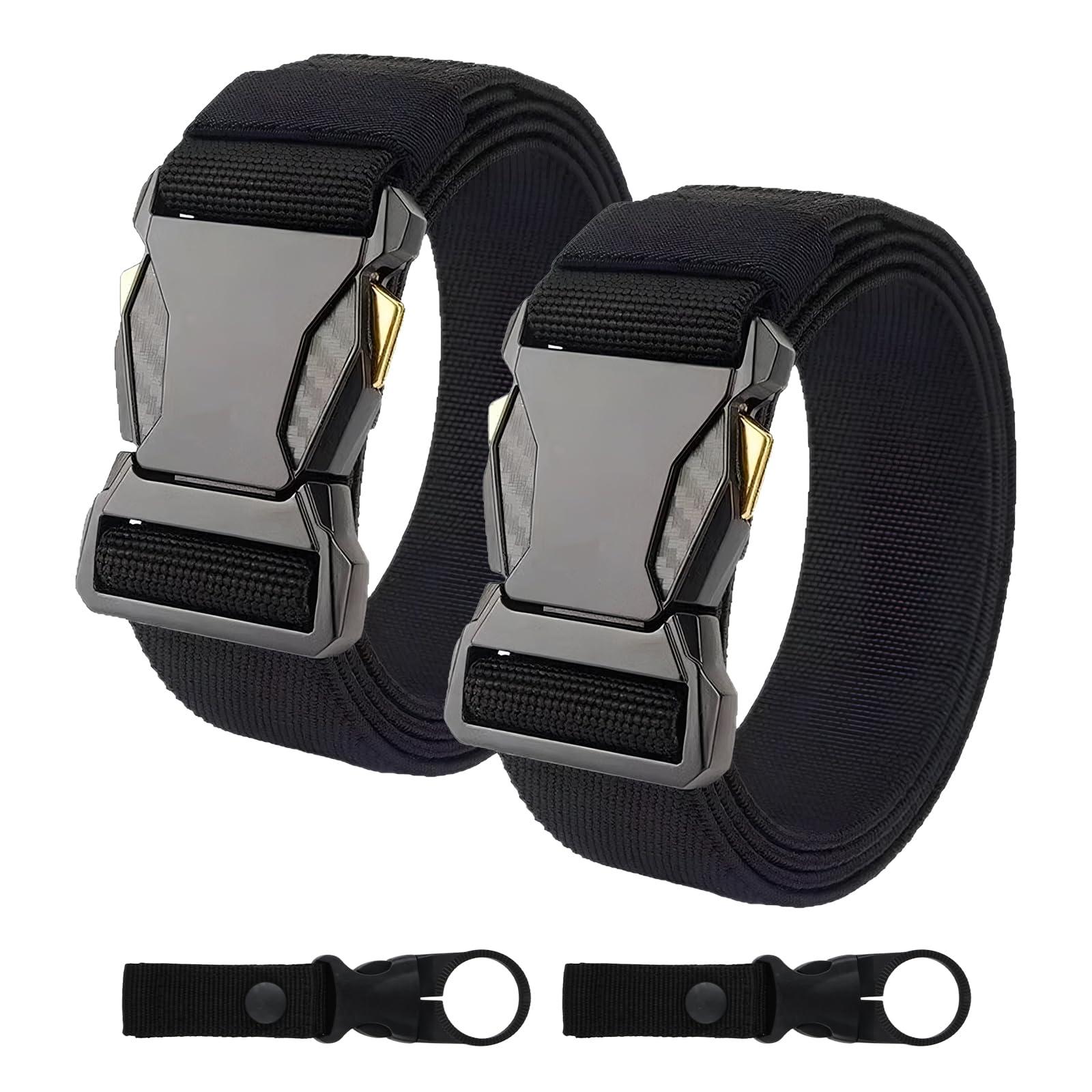 2 Pièces Ceinture Tactique, Ceinturon Tactique avec Dégagement Rapide Boucle en Métal, Ceinturon Gendarmerie Ajustable 3,8 x 120cm, Ceinture Pompier pour Sport, Randonnée, Travail en Extérieu