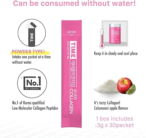Miniatura 4 de NEWTREE EverCollagen Time Low Molecular Fish Marine Collagen Powder Sticks Paquetes que toman sin agua, suplementos de colágeno coreano para