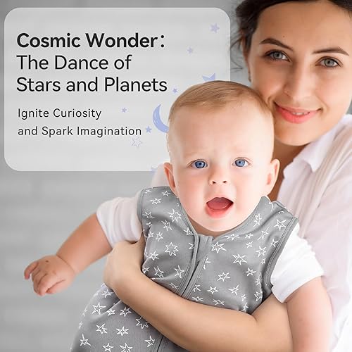 Miniatura 6 de Saco de dormir para bebé de 0 a 6 meses, paquete de 3 unidades, 100% algodón, ligero, 0.5 TOG, saco de dormir para bebé con cremallera de 2 vías