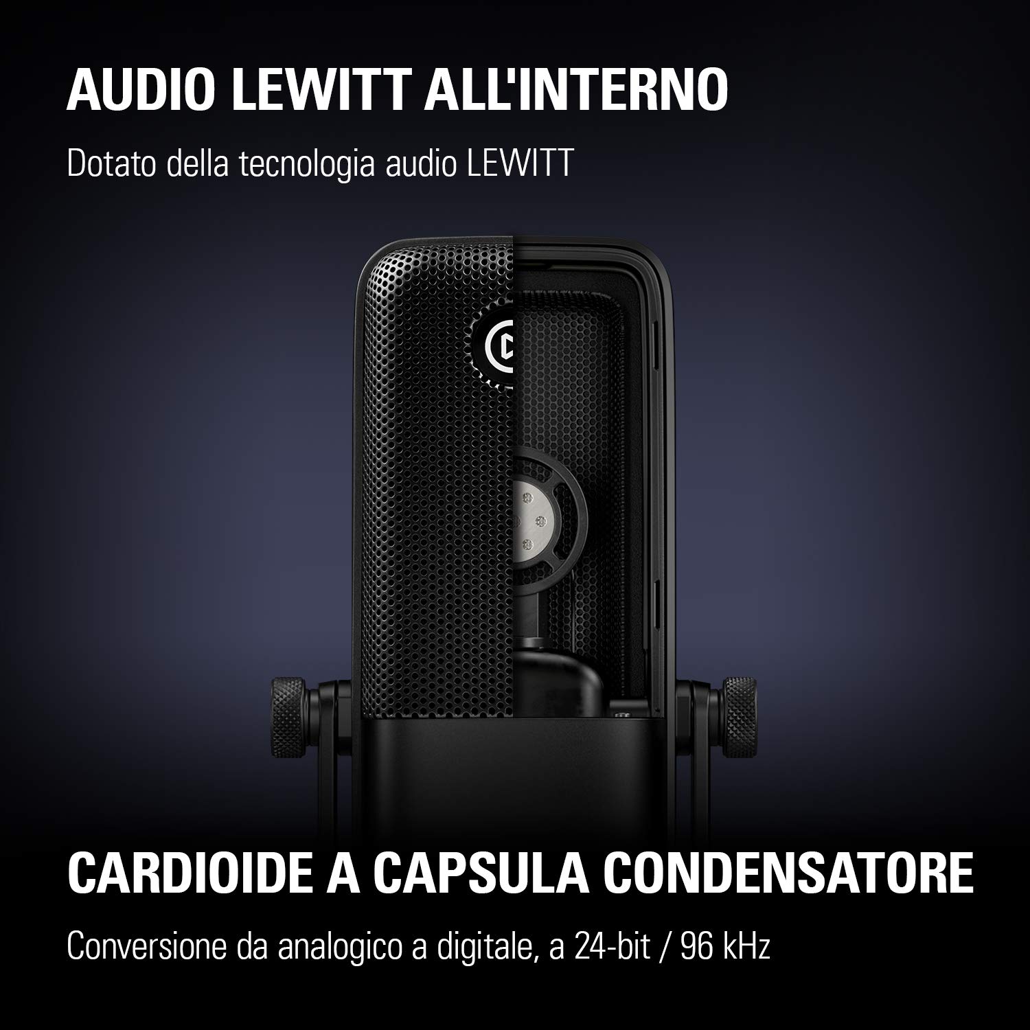 Elgato Wave:1, microfono condensatore USB per streaming, gaming, home office, software di mixaggio gratis, plug-in per effetti audio, anti-distorsione, plug & play, Mac/PC
