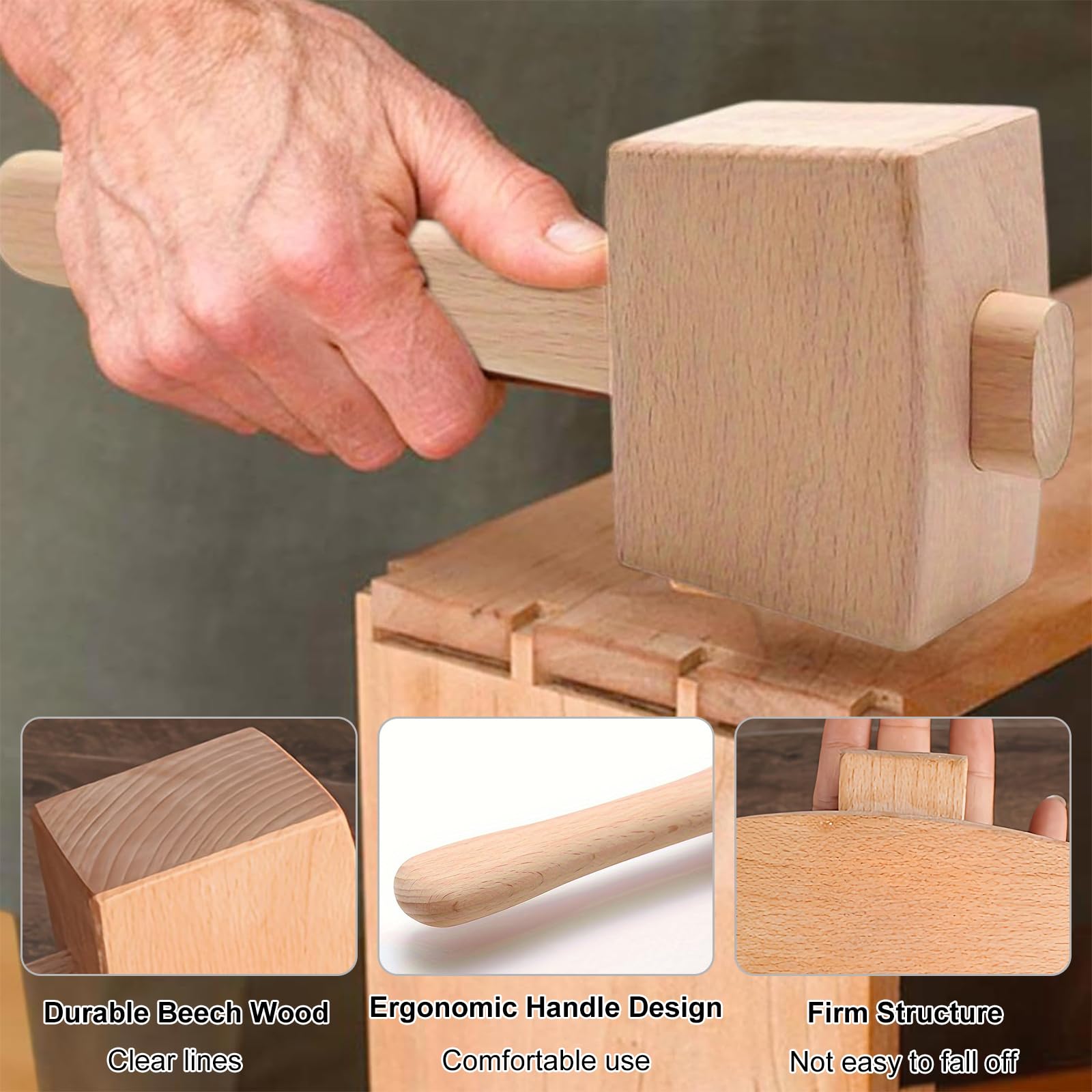 Martillo de Madera, Mazo de Madera, Herramienta de Carpintería, Martillo de Carpintería, Martillo de Mazo, para Carpintería, Aficionados Al Bricolaje, para Colocar y Ensamblar Muebles de Madera