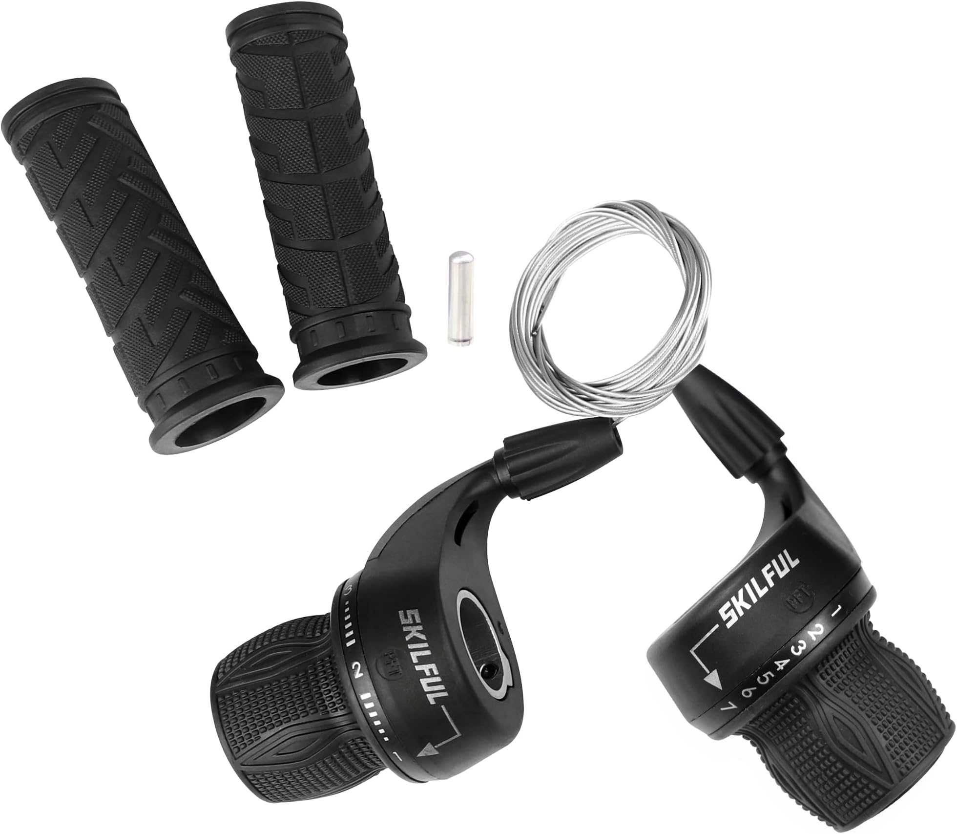 MEGHNA 1Pair 21 Speed Bicycle Shifter Twist Shifter Lever 3x7 Speed Grip Shift Mountain Bike Folding Bike Gear Grip Shift with Grips