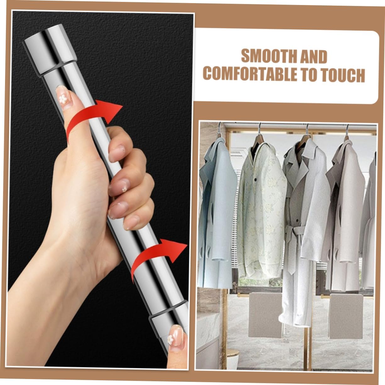 Ciieeo Sturdy Telescopic Curtain Rod 56-100cm Easy to Extend No Drilling Needed for Closet and Wardrobe
