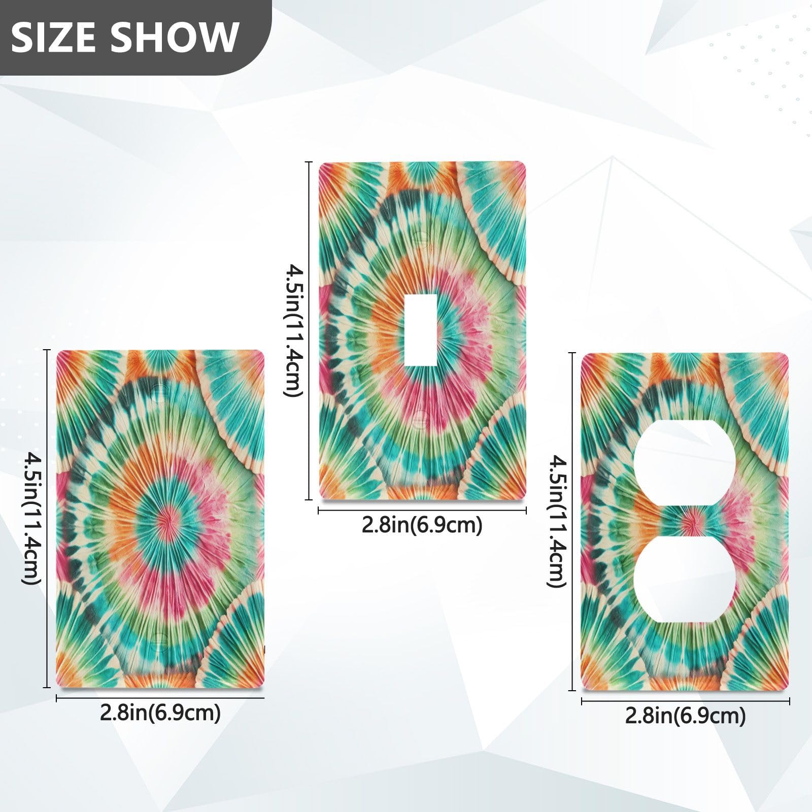Tie Dye Light Switch Cover Decorative Receptacle Outlet Wall Plate Guard Plastic Wall Outlet Cover for Home Decor Room Office Bathroom (Duplex Outlets Cover)