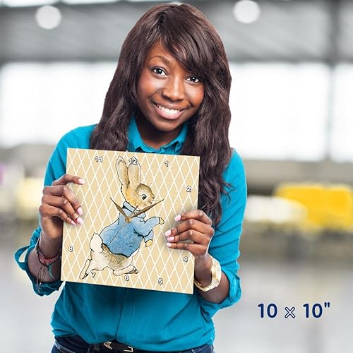 Miniatura 5 de 3dRose DPP_79399_1 Peter Rabbit Reloj de pared con diseño de animales de arte vintage, 10 x 10 pulgadas