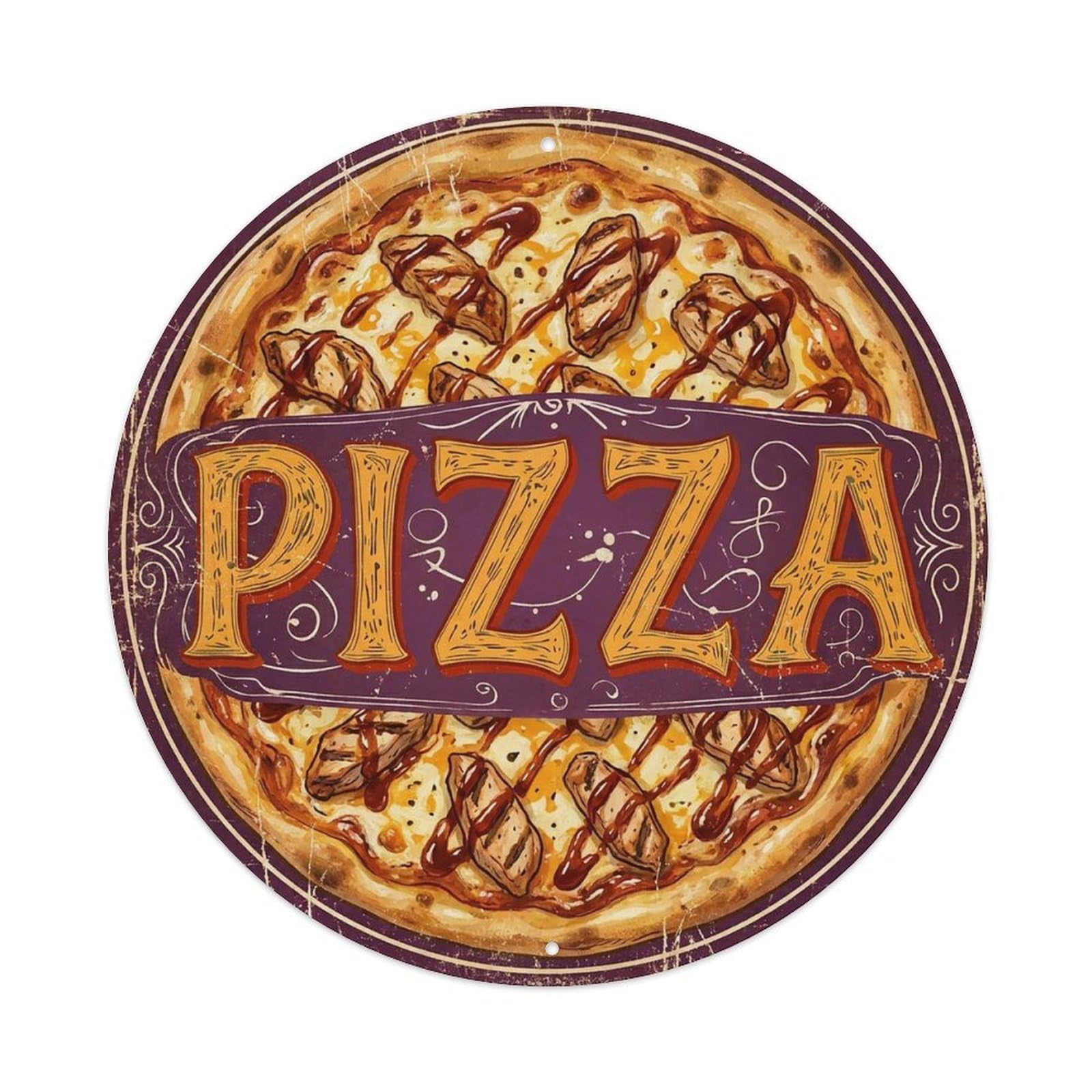 Yrnq 8X8inch Vintage Style Vintage Pizza Bbq Chicken Cheese Food Decoration Metal Tin Sign
