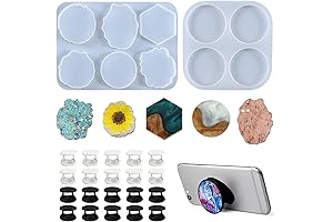 2 Pcs Phone Grip Resin Mold with 20 Pcs Blank Phone Socket...