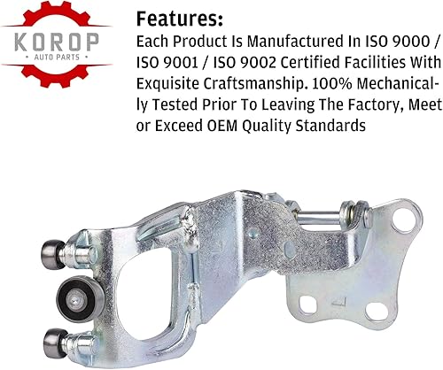 Miniatura 4 de Conjunto de bisagra de puerta deslizante izquierda para T-oyota Sienna 2004-2010 Rodillo de puerta corredera central central y conjunto de bisagra