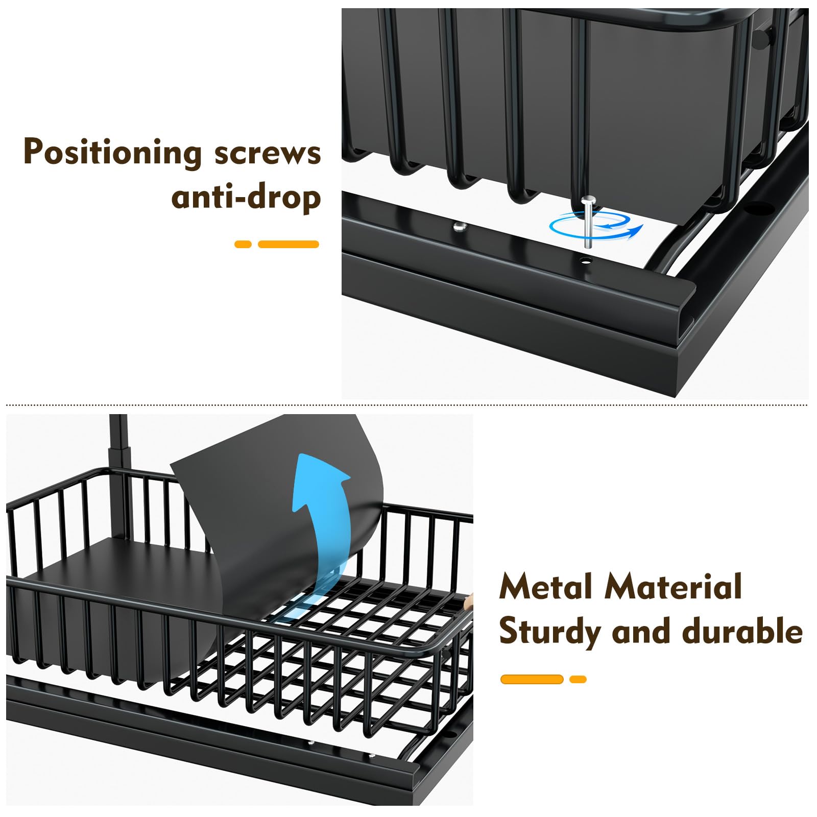 ARSTPEOE L-shaped Under Sink Organizer,2 Tier Slide Out Sink Shelf Cabinet Storage Shelves, Under Sink Storage for Kitchen Bathroom Cabinet, Pull Out Cabinet Organizer,Black