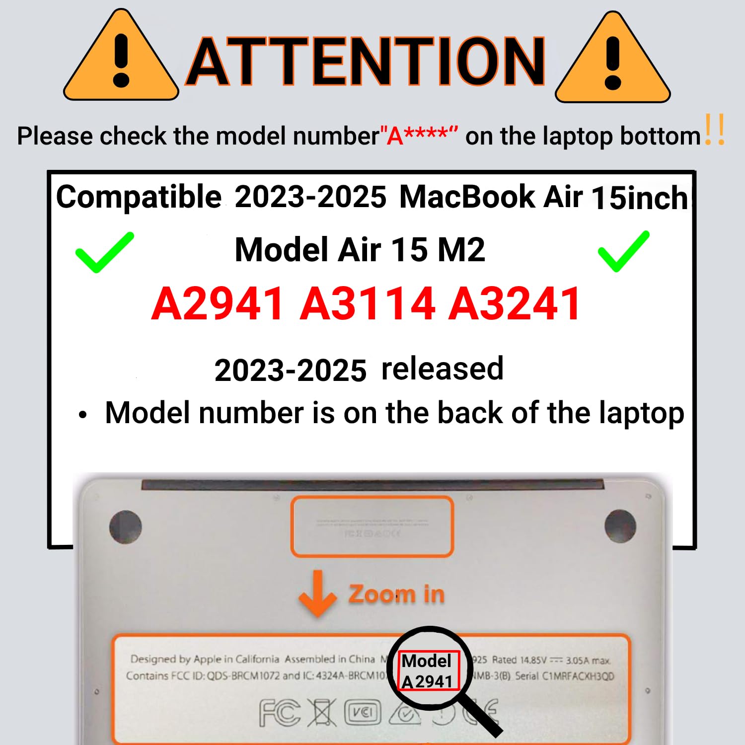 Coque Dure Compatible avec MacBook Air 15 Pouces M3 M2 2025 2023 Version Modèle A3114 A2941 A3241 avec Touch ID, Plastique Case Étui Rigide Housse & Couverture de Clavier, Maths Noir