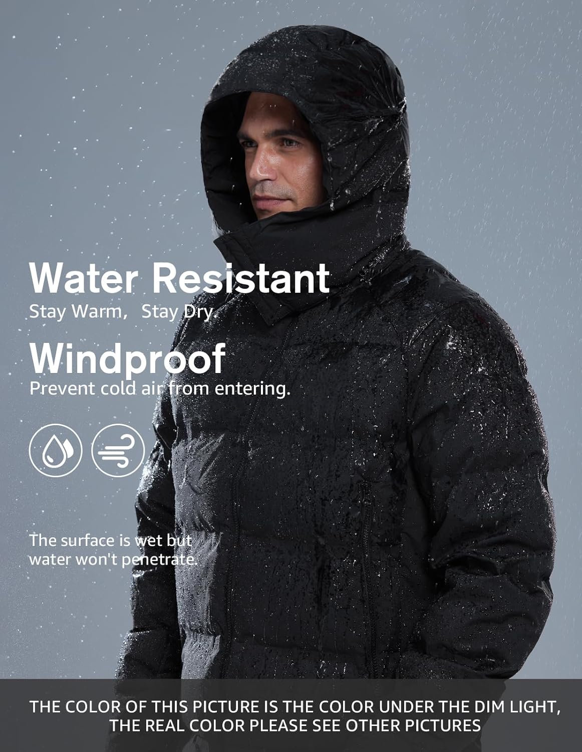 fit space Men's Thickened Down Jacket Super Warm Winter Puffer Jacket Snow Coat with Detachable Hood Waterproof Windproof - Image 3