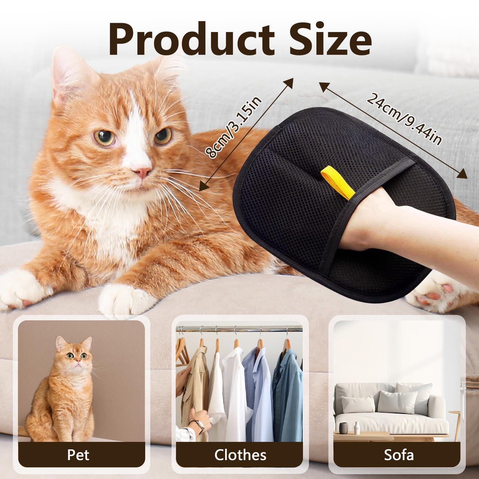 HDAKDDHG 2 Pcs Double Sided Pet Grooming Gloves, Static Removal Gloves Pet Hair - Image 2