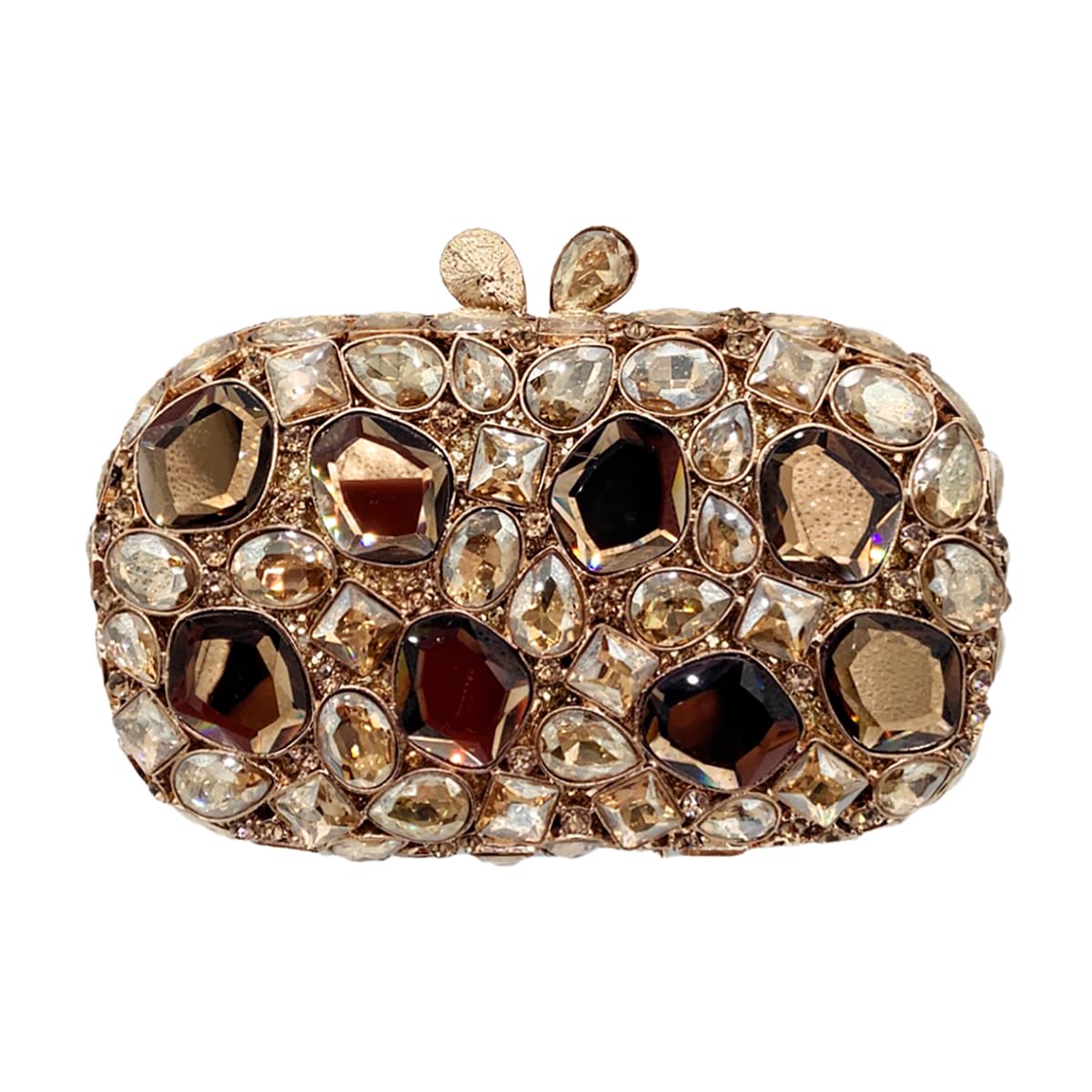 QMLGB Stylish Women Crystal Evening Clutch Diamonds Handbag Rhinestone Clutch Bridal Purse for Cocktail Prom Party, Gold