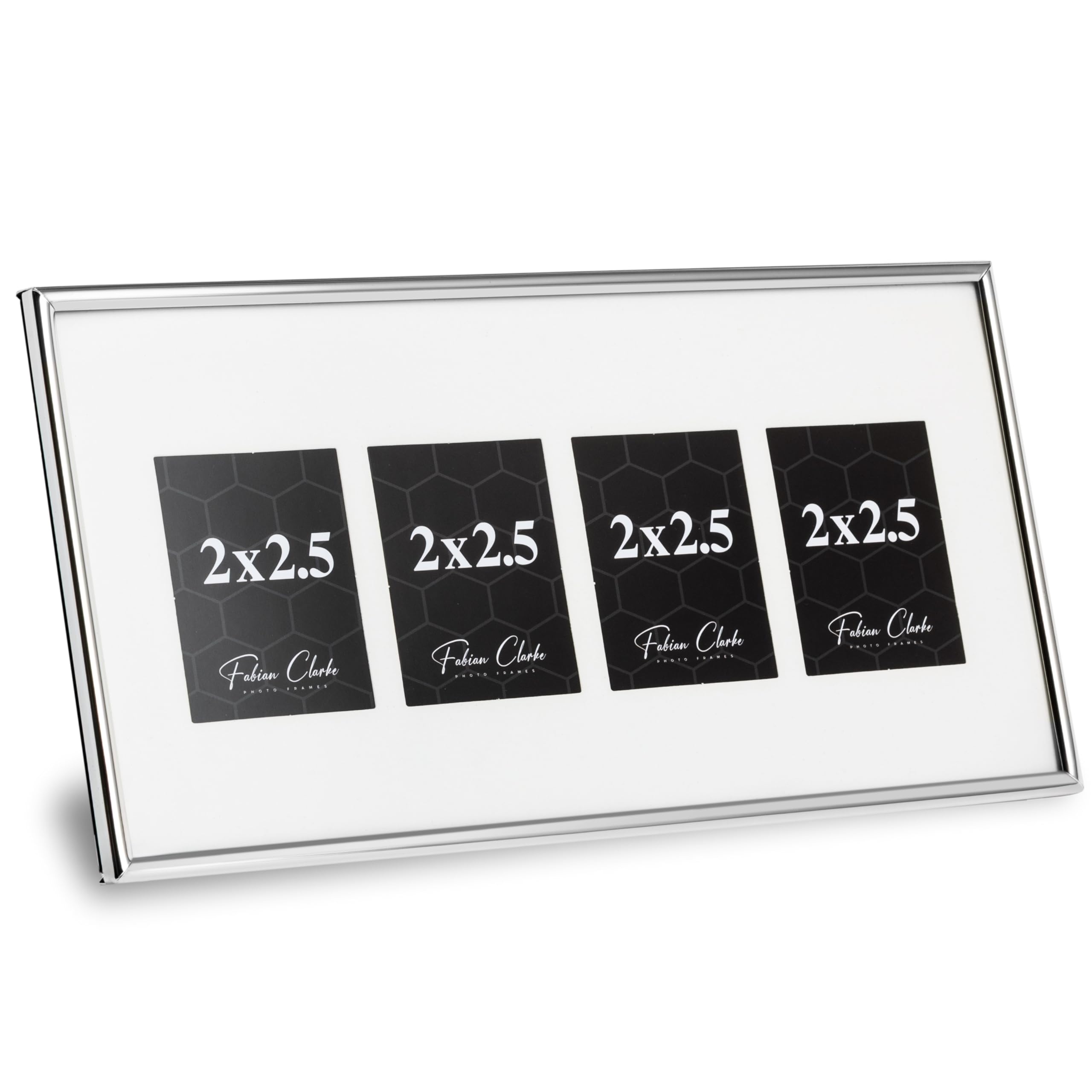 Silver Plated Photo Frame Picture Frame For 4 Small Photos Plain Satin Finish and Tarnish Protected for Wedding Picture, Baby or Family Photos