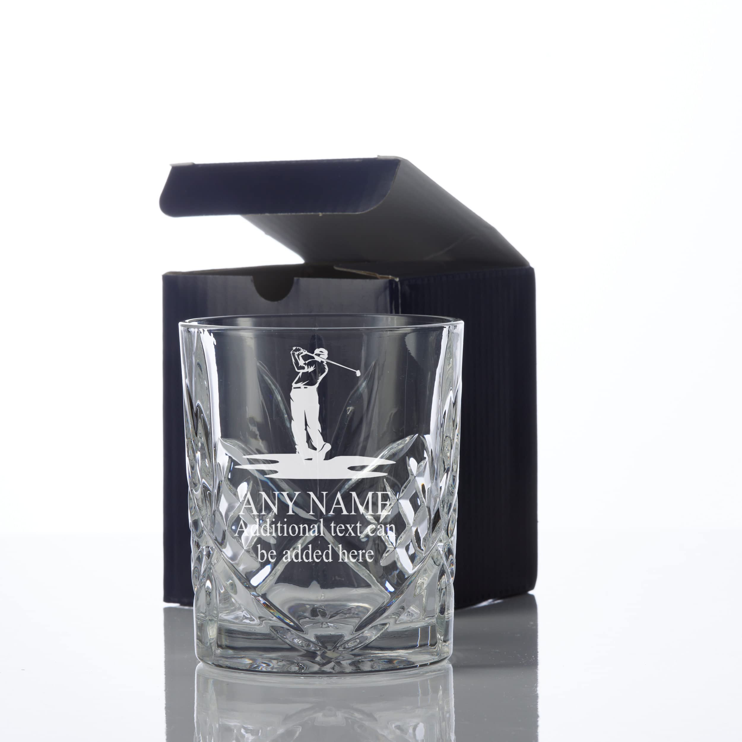 ukgiftstoreonline Engraved Sports Award Golf Theme Crystal Cut Whiskey Glass Gift